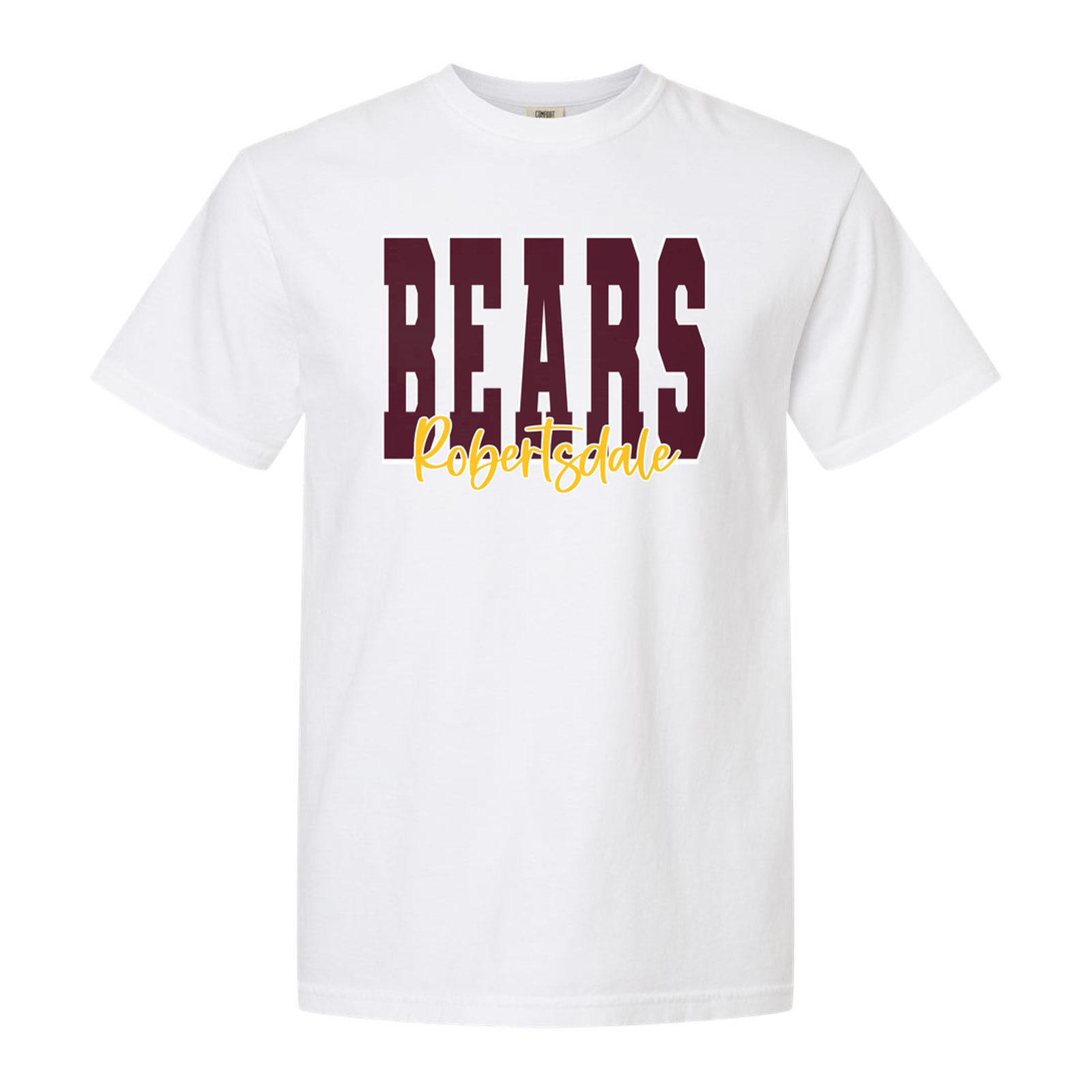 Bears Robertsdale maroon gold white block script Comfort Colors 1717