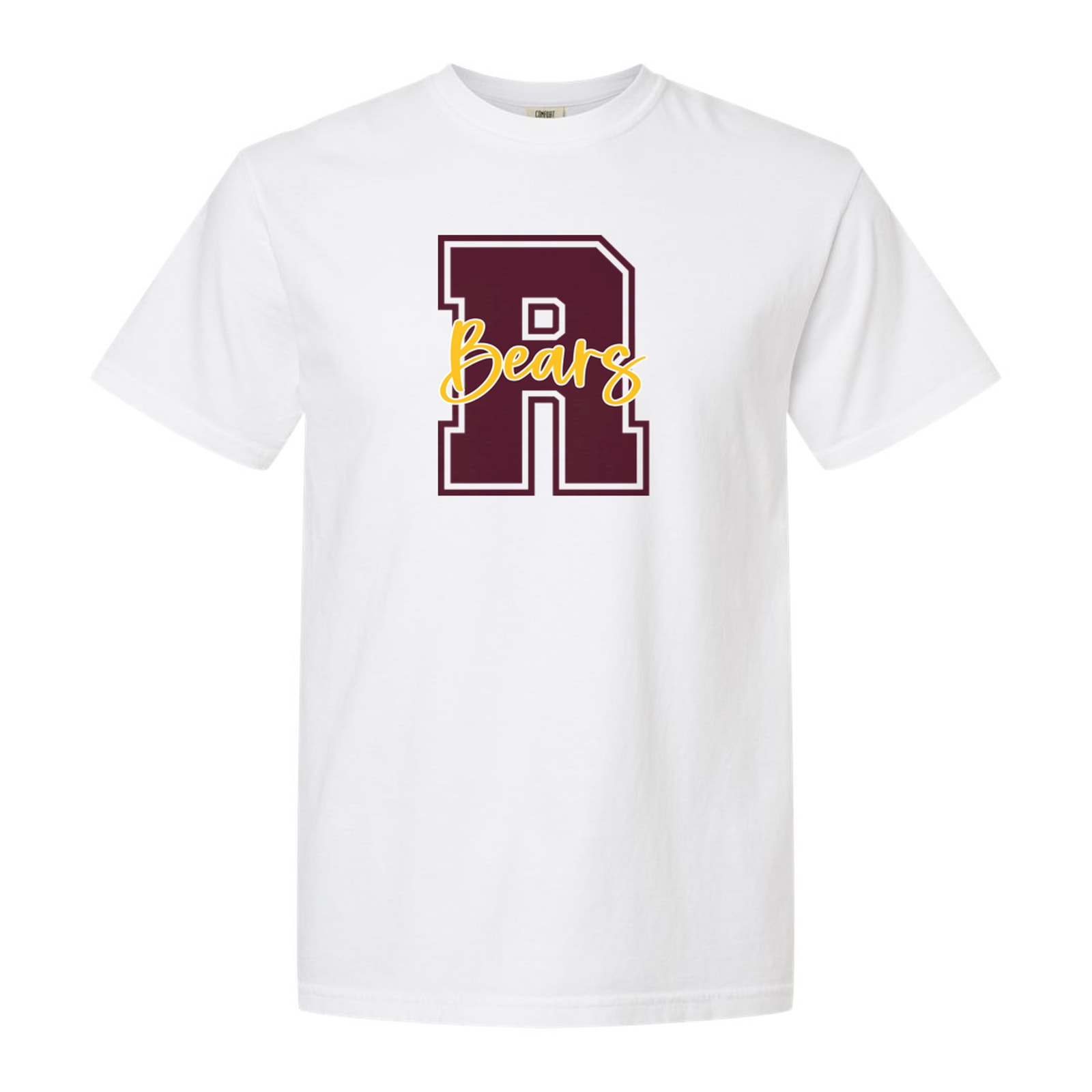 R Bears maroon gold square block Gildan 5000B Youth Tee