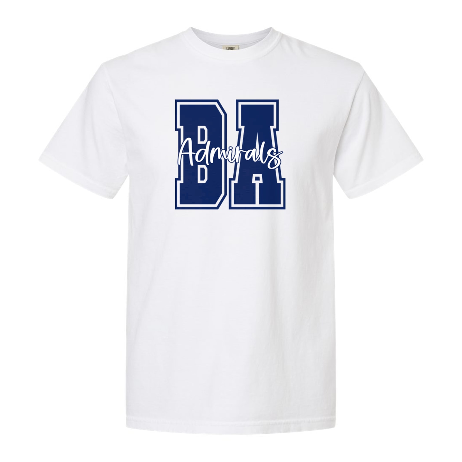 BA Admirals navy white square block Comfort Colors 6014 Long Sleeve
