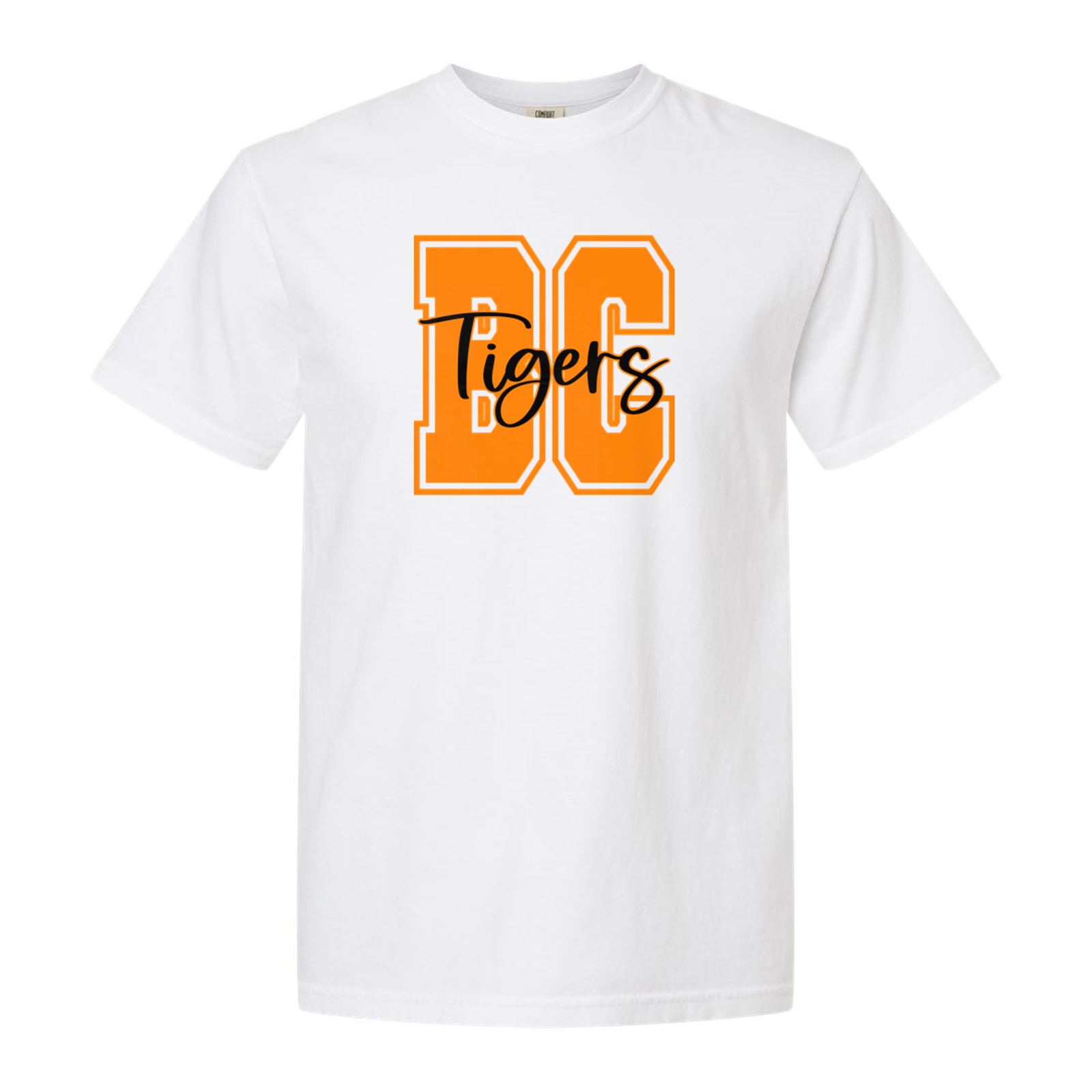 BC tigers orange black square block Comfort Colors 6014 Long Sleeve