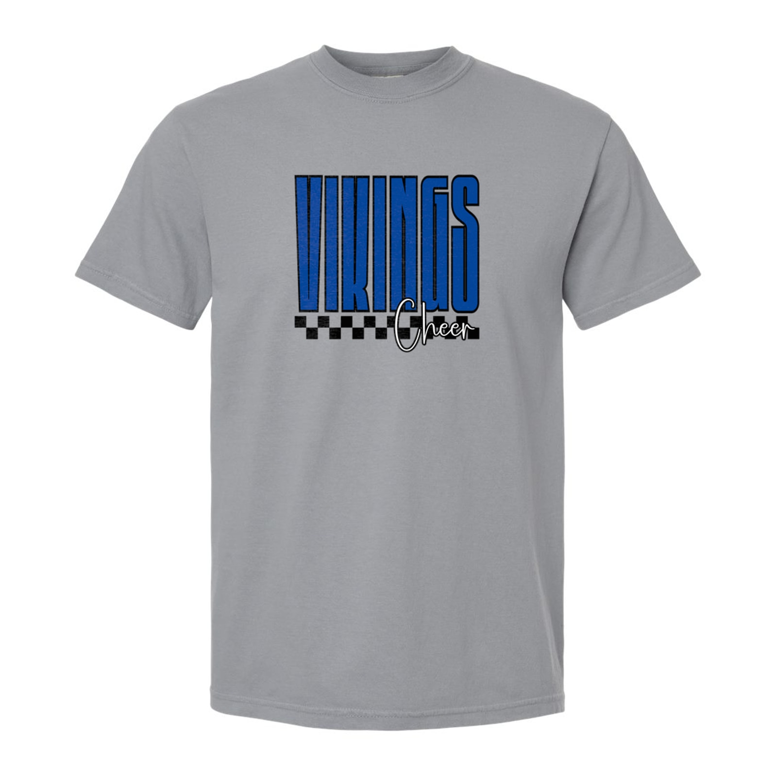 Vikings cheer tall with checkers royal white black