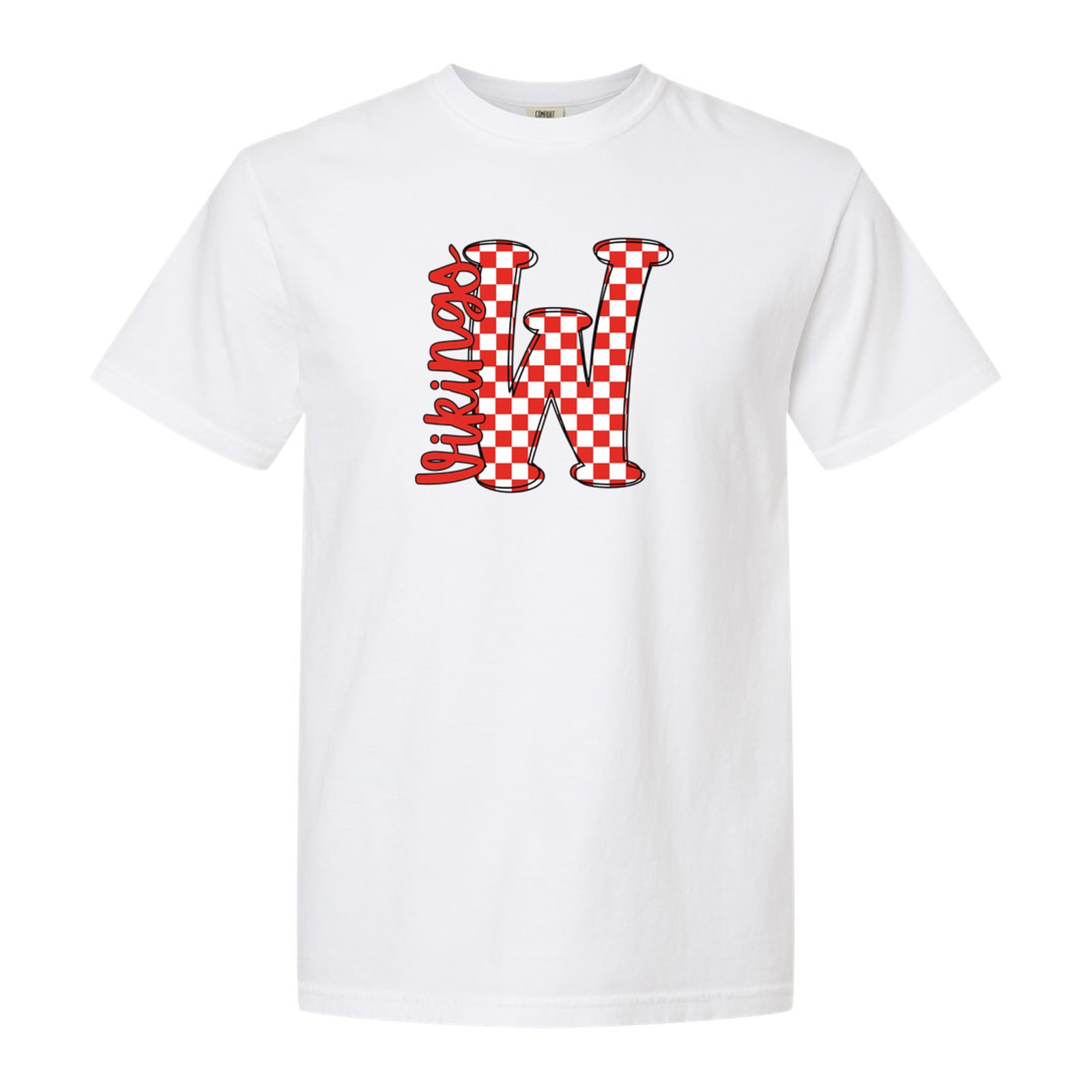W Big Letter Checkered Vikings