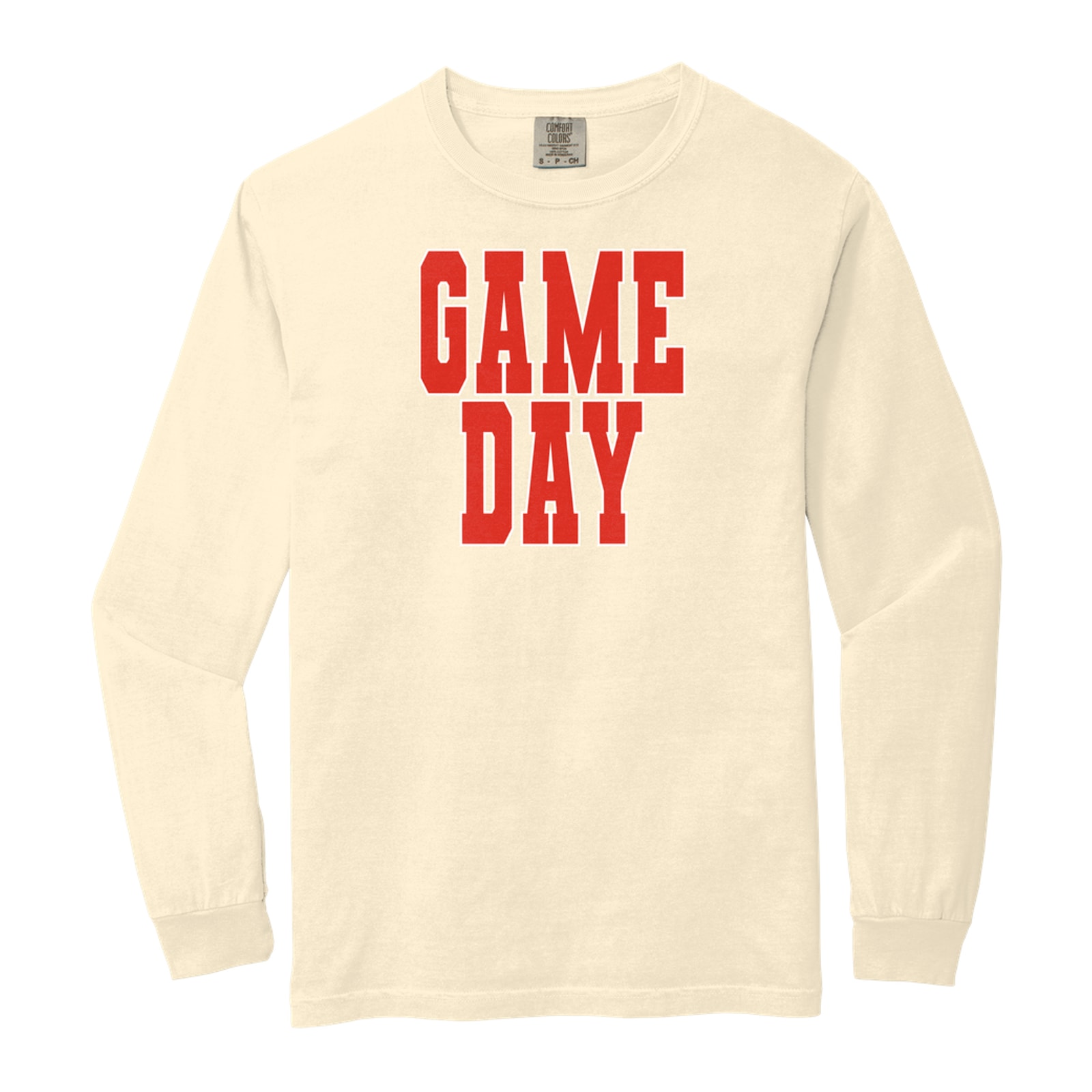 Game Day Sacred Heart Red White Comfort Colors 6014 Long Sleeve