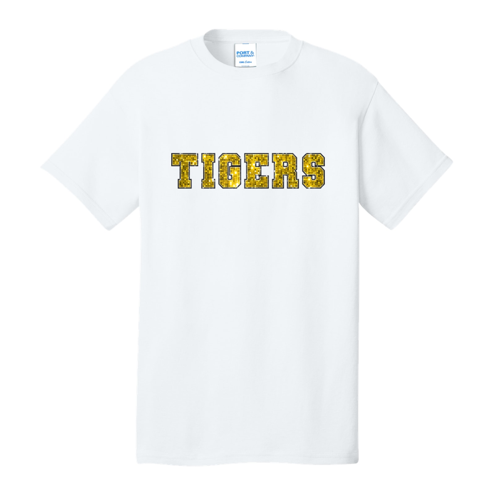 Tigers sequin sleeve gold black Port & Company PC54