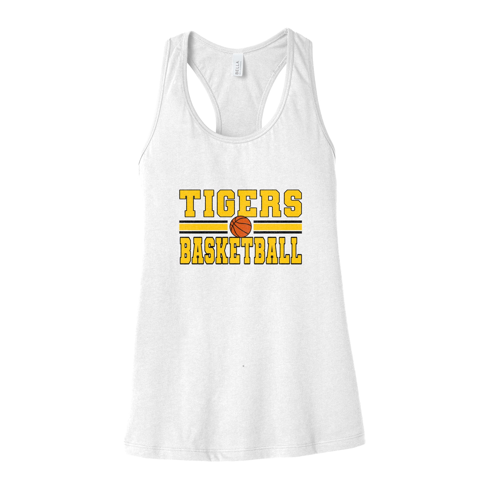 tigers basketball lines smith cotton gold black basketball.png Bella+Canvas 6008 Racerback Tank