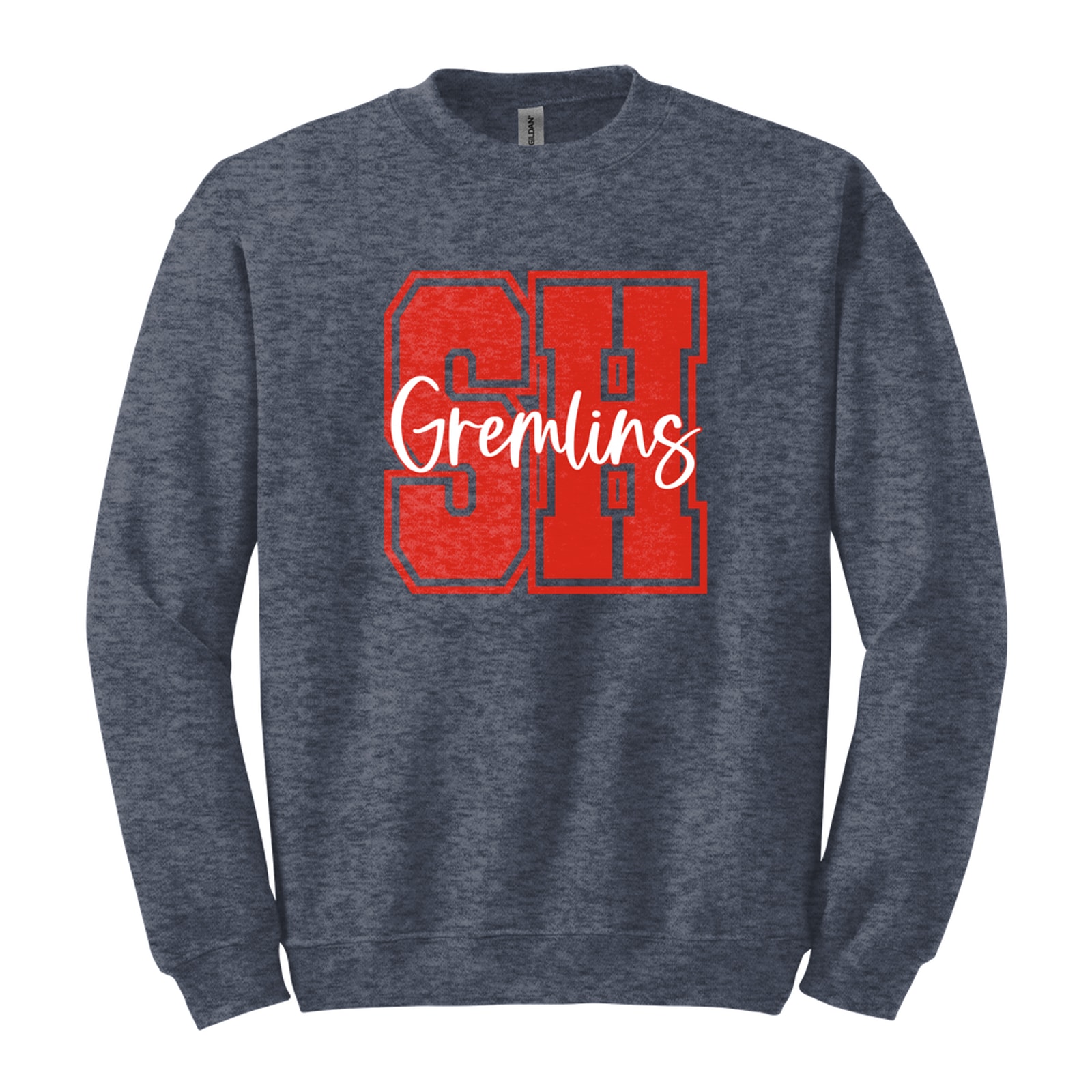 SH Gremlins red white square block Gildan 18000 Fleece