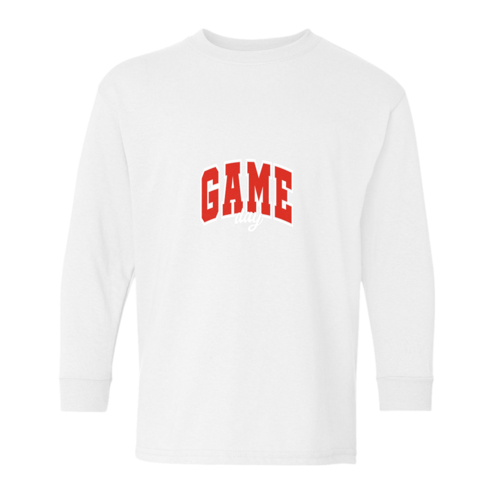 sacred-heart Game Day Arch Sacred Heart Red White Gildan Youth Heavy Cotton 100% Cotton Long Sleeve T-Shirt. 5400B