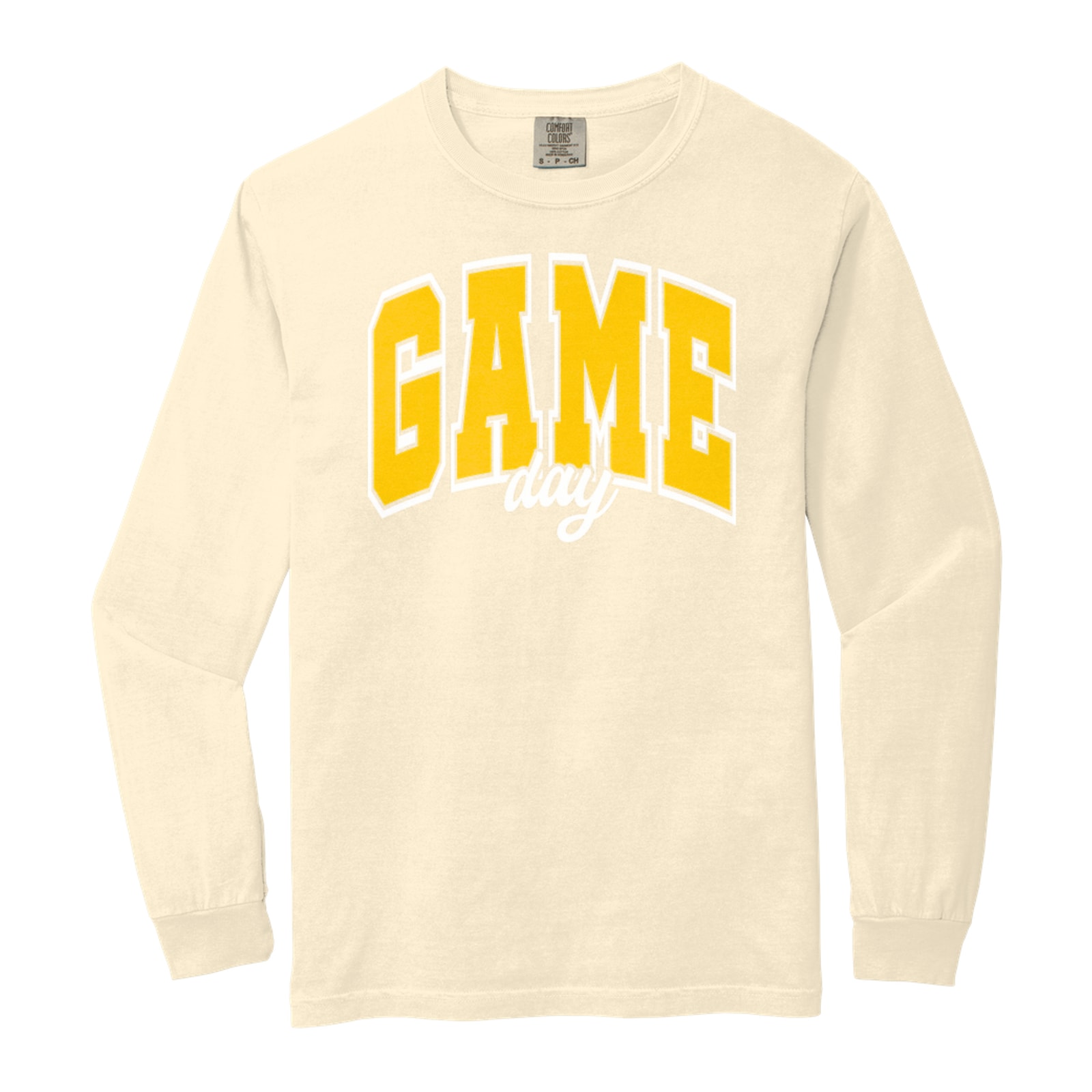 Game Day Arch Smith Cotton Gold white Comfort Colors 6014 Long Sleeve