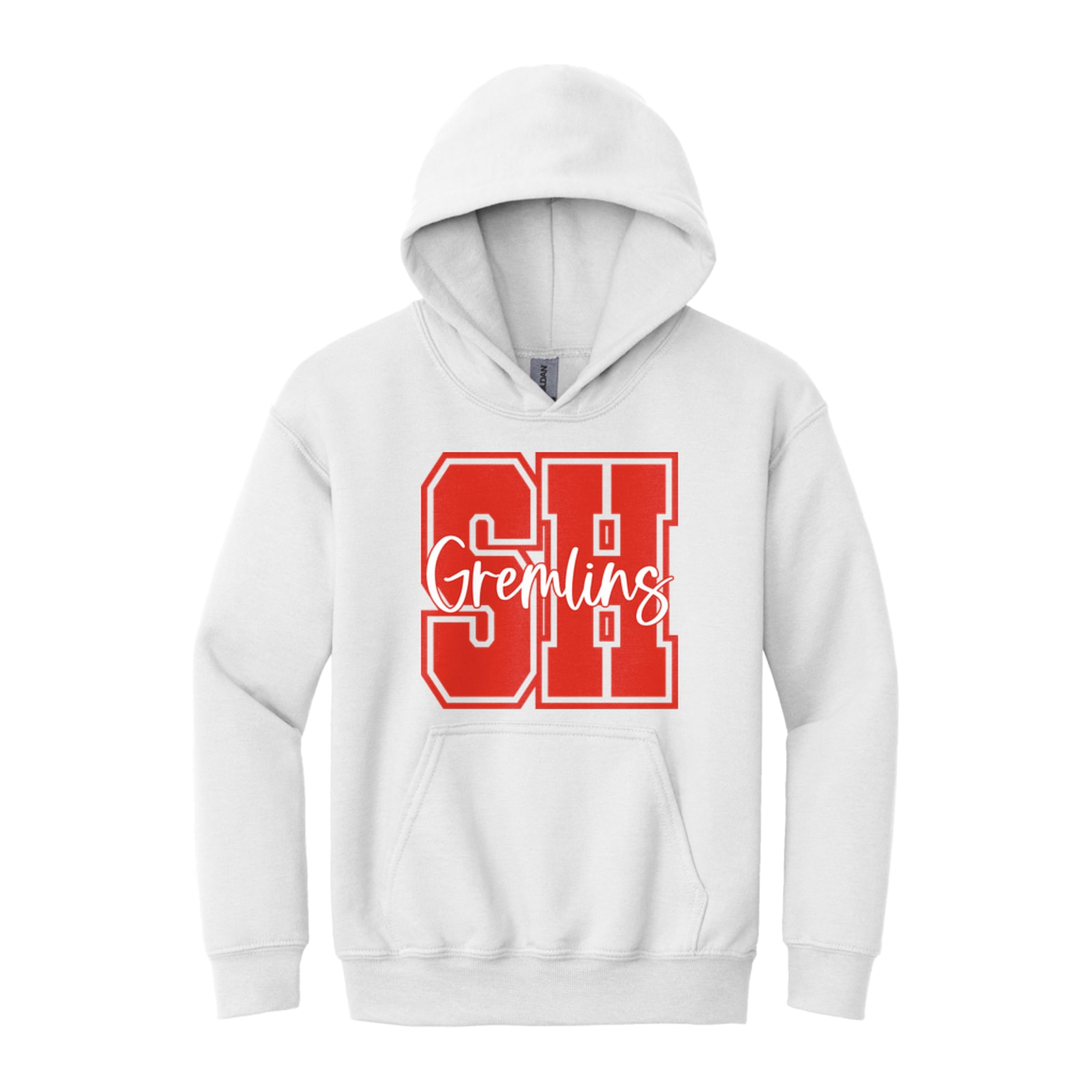 sacred-heart SH Gremlins red white square block Gildan - Youth Heavy Blend Hooded Sweatshirt. 18500B