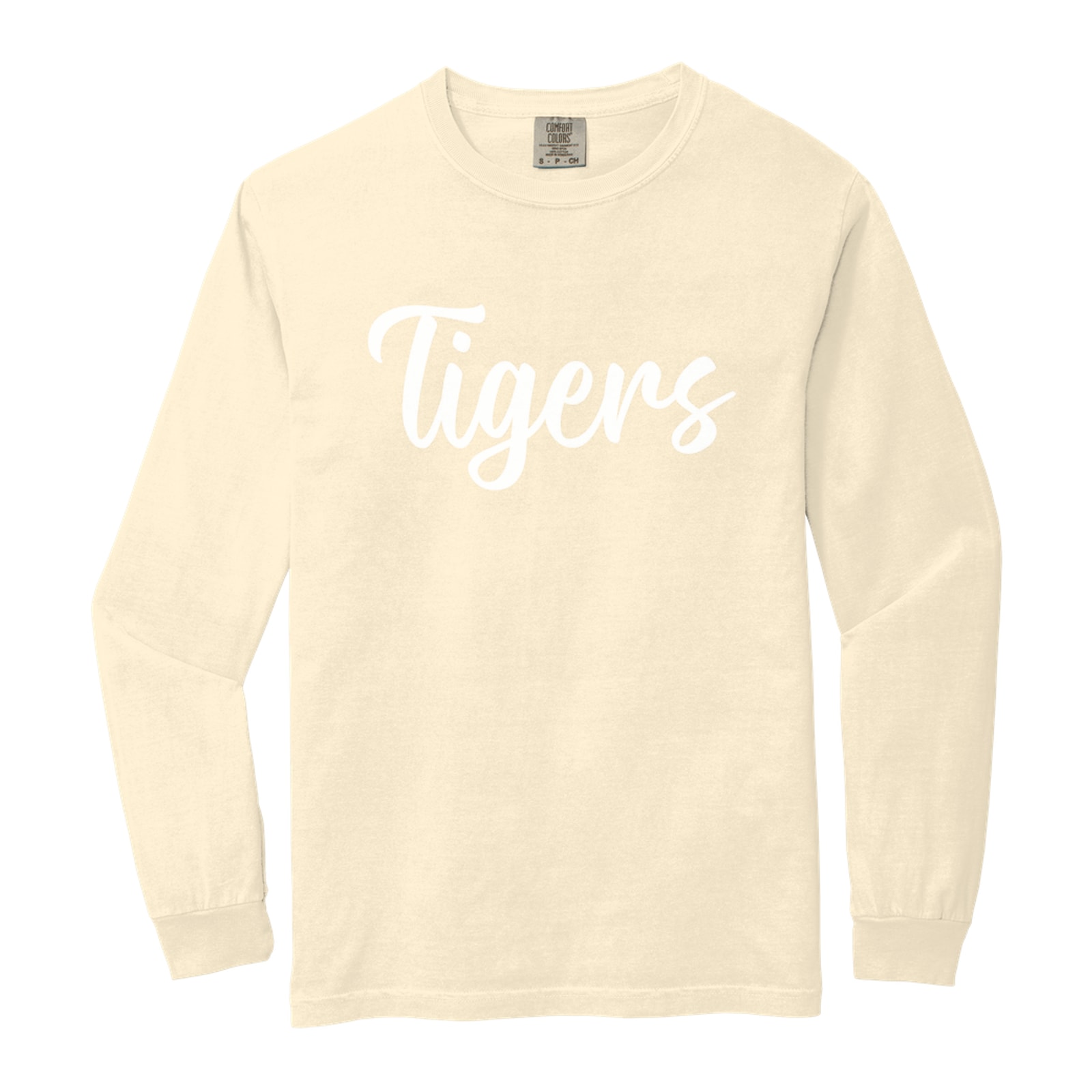Tigers White Puff Comfort Colors 6014 Long Sleeve