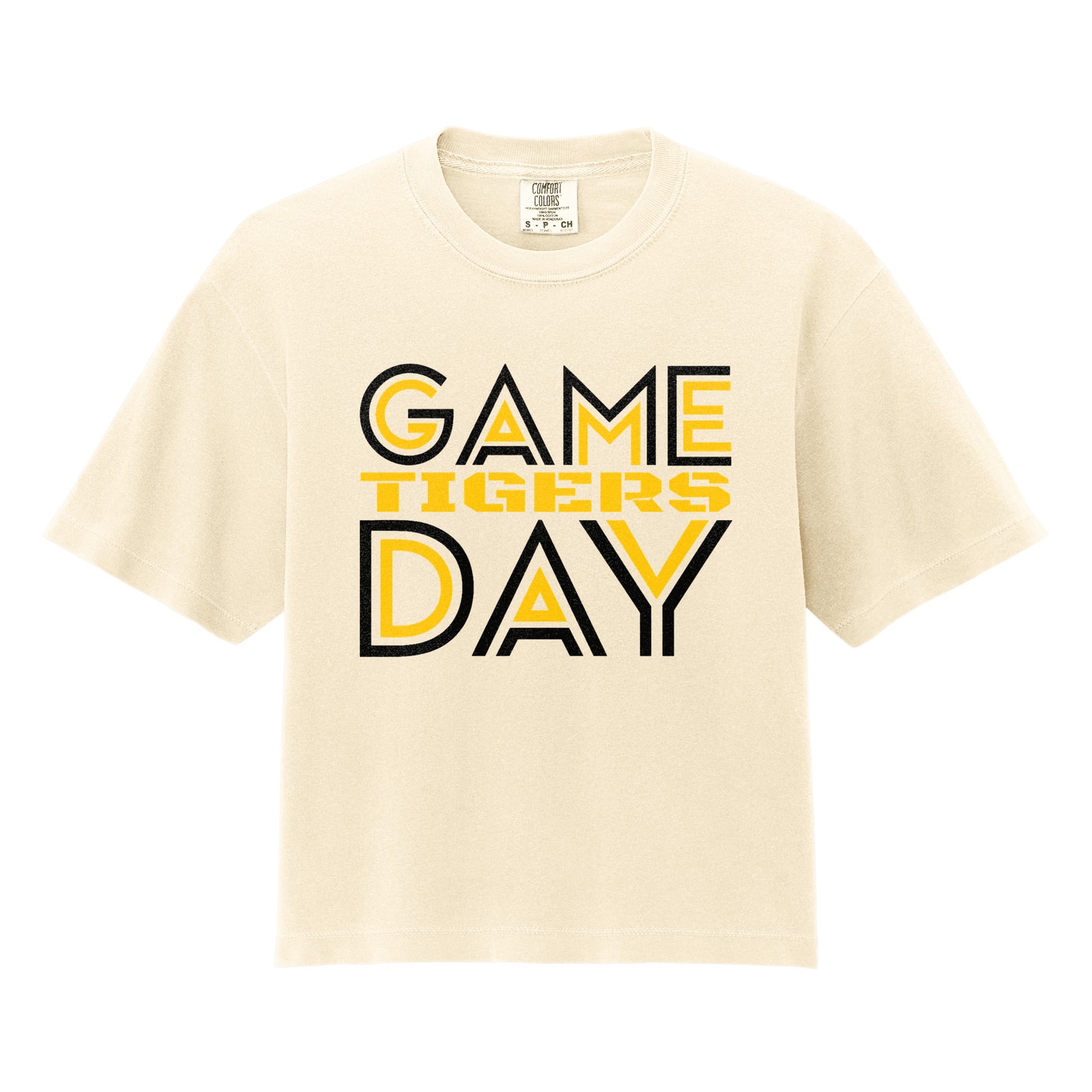 Game Day Tigers Gold Black Comfort Colors 3023CL Cropped Tee