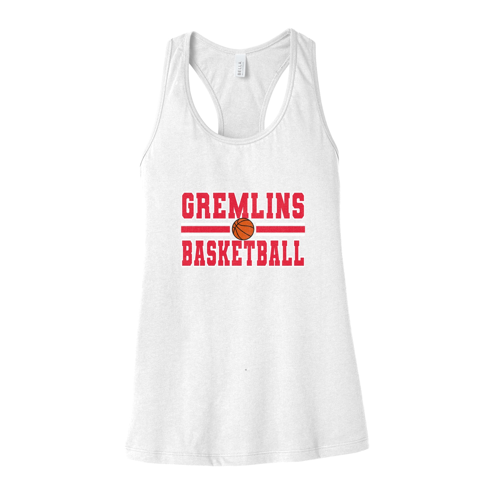 Gremlins basketball lines sacred heart red white basketball Bella+Canvas 6008 Racerback Tank