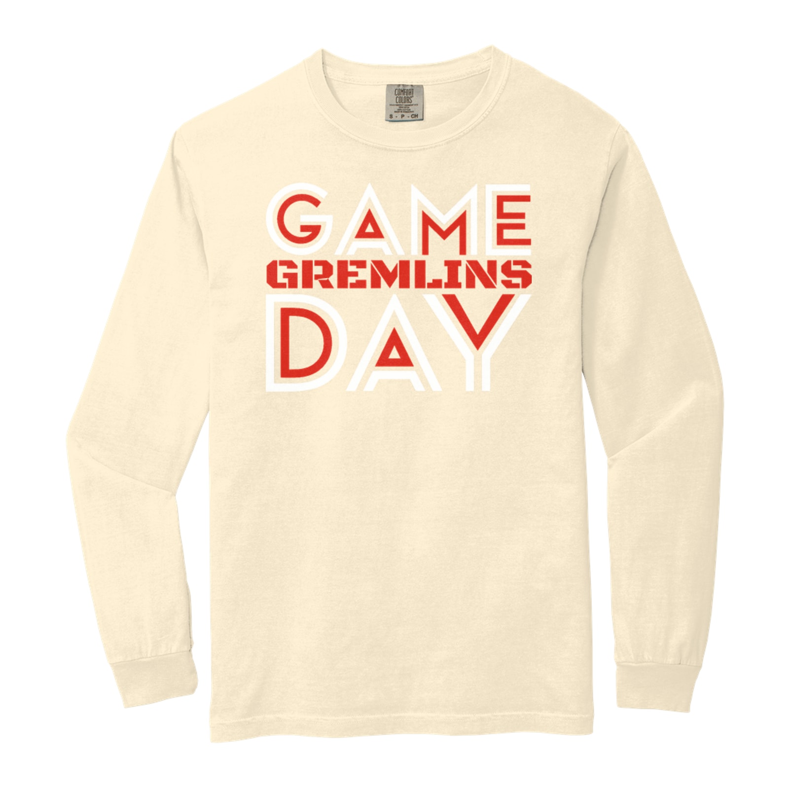 Game Day Gremlins Red White Comfort Colors 6014 Long Sleeve