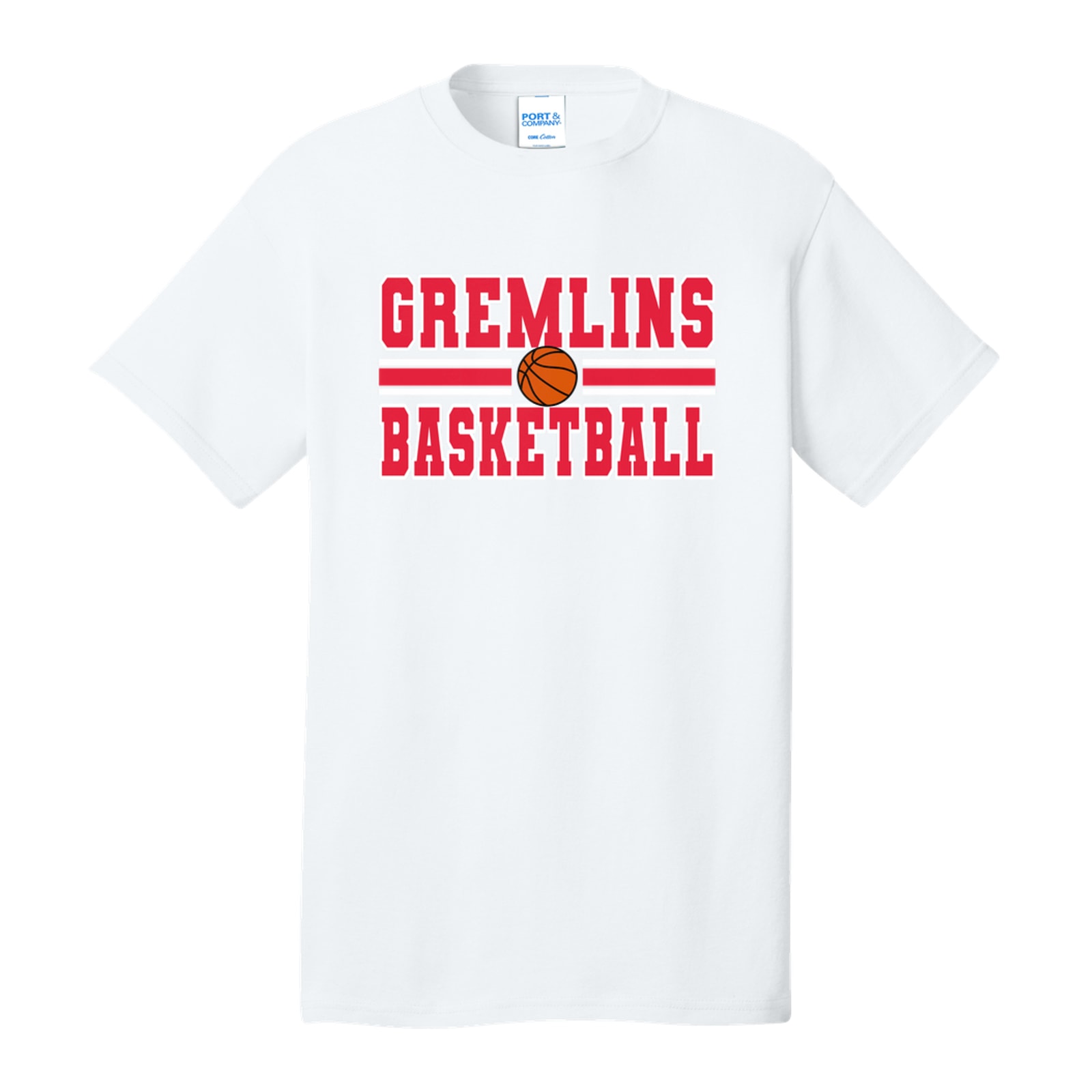 Gremlins basketball lines sacred heart red white basketball Port & Company PC54