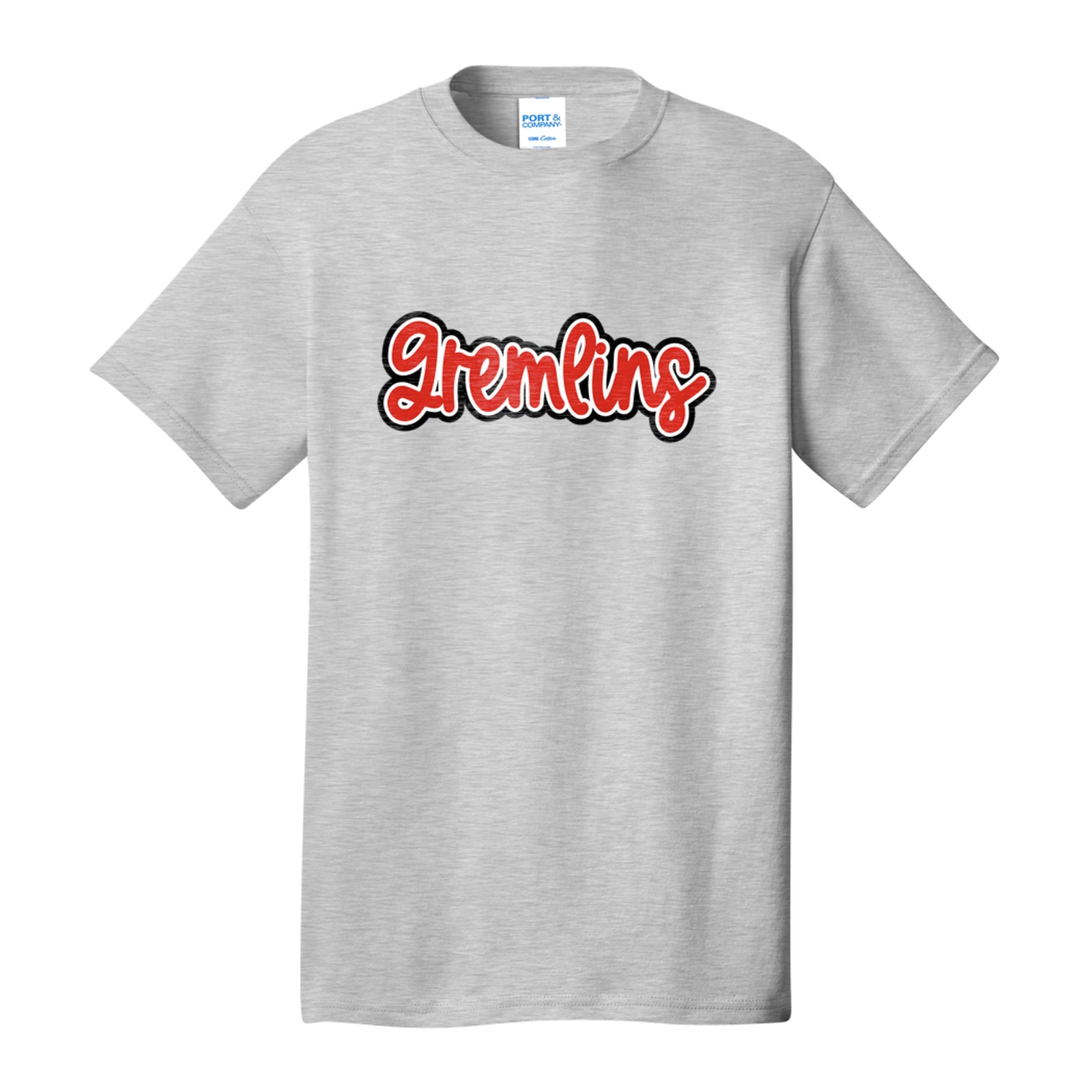 Gremlins Thick Script Red White Black Port & Company PC54