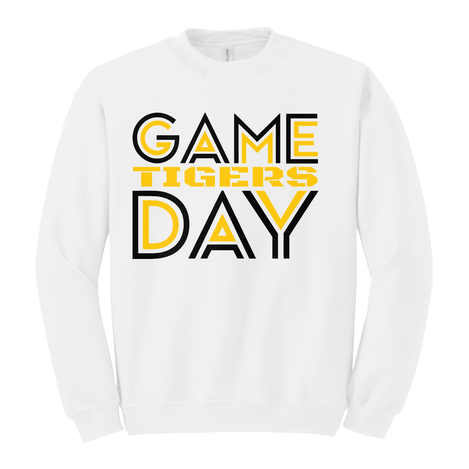 smith-cotton Game Day Tigers Gold Black Gildan Heavy Blend Crewneck Sweatshirt. 18000