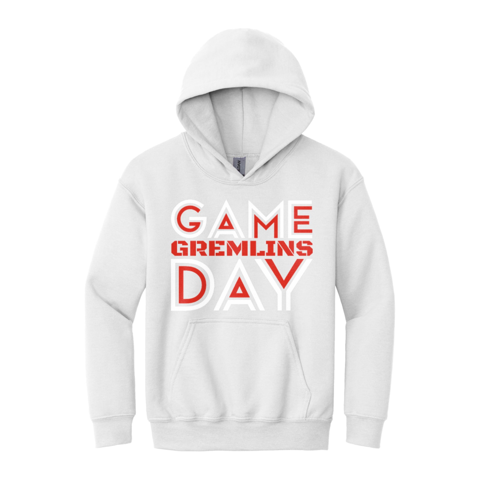 sacred-heart Game Day Gremlins Red White Gildan - Youth Heavy Blend Hooded Sweatshirt. 18500B