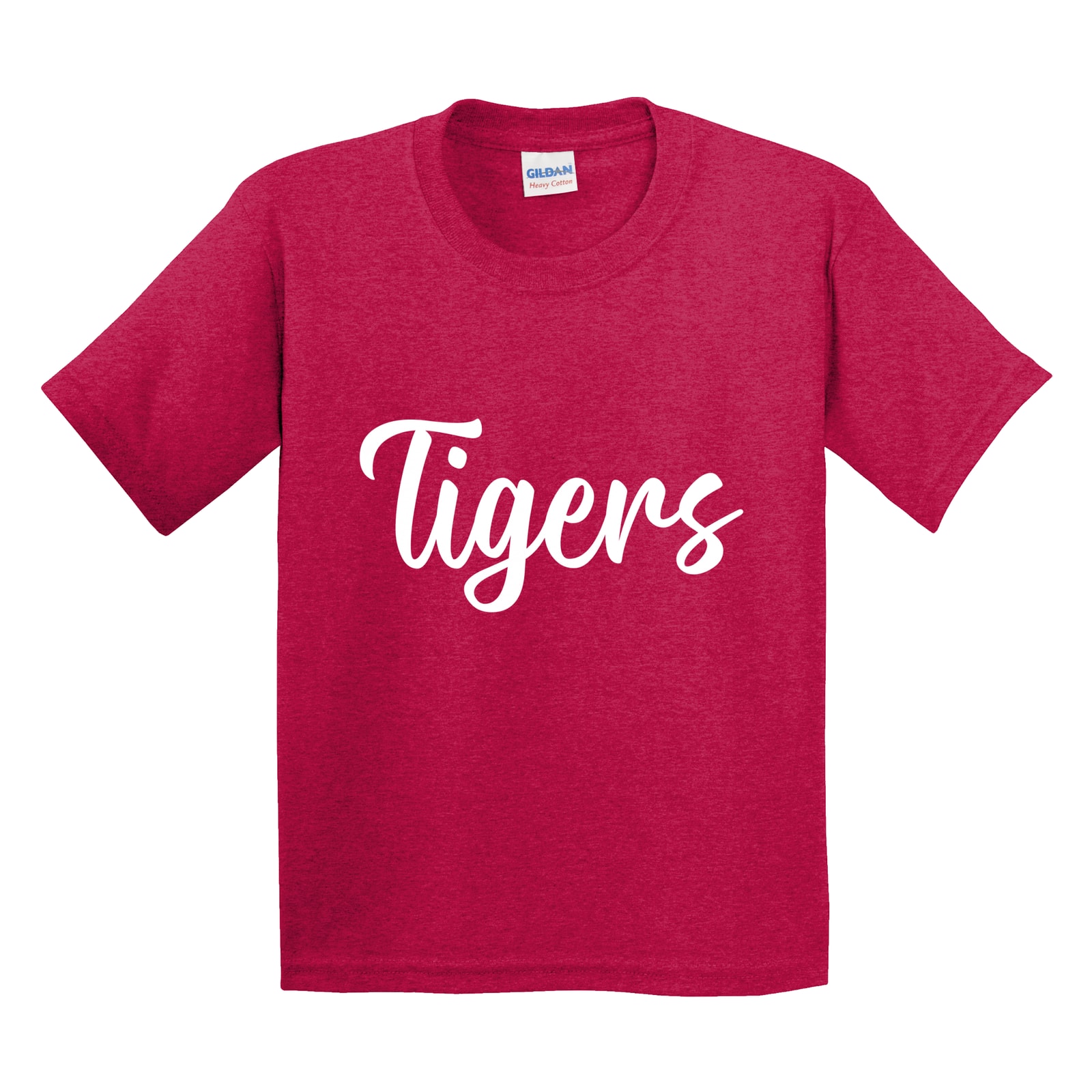 Tigers White Puff Gildan 5000B Youth Tee