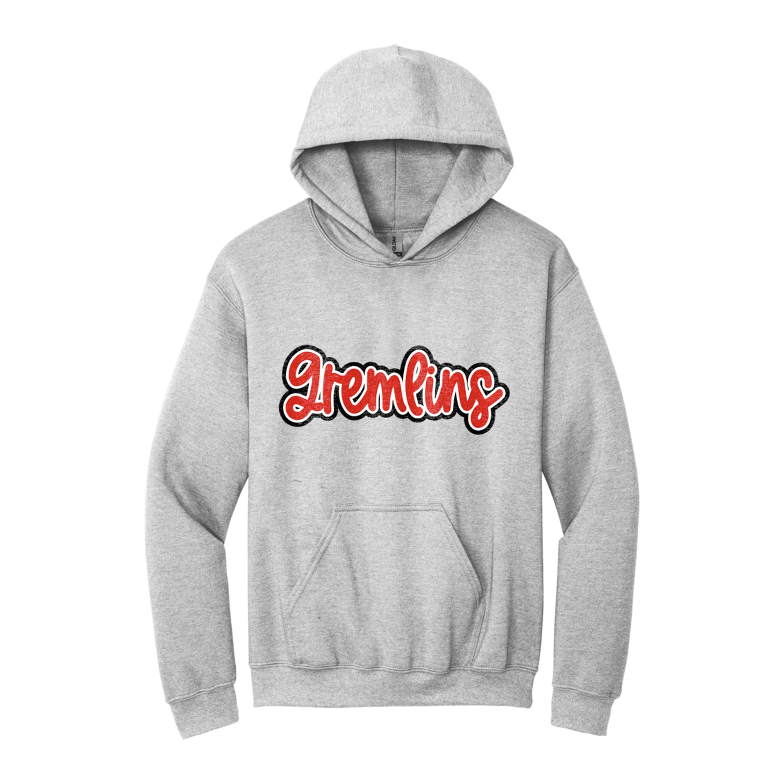 sacred-heart Gremlins Thick Script Red White Black Gildan - Heavy Blend Hooded Sweatshirt. 18500