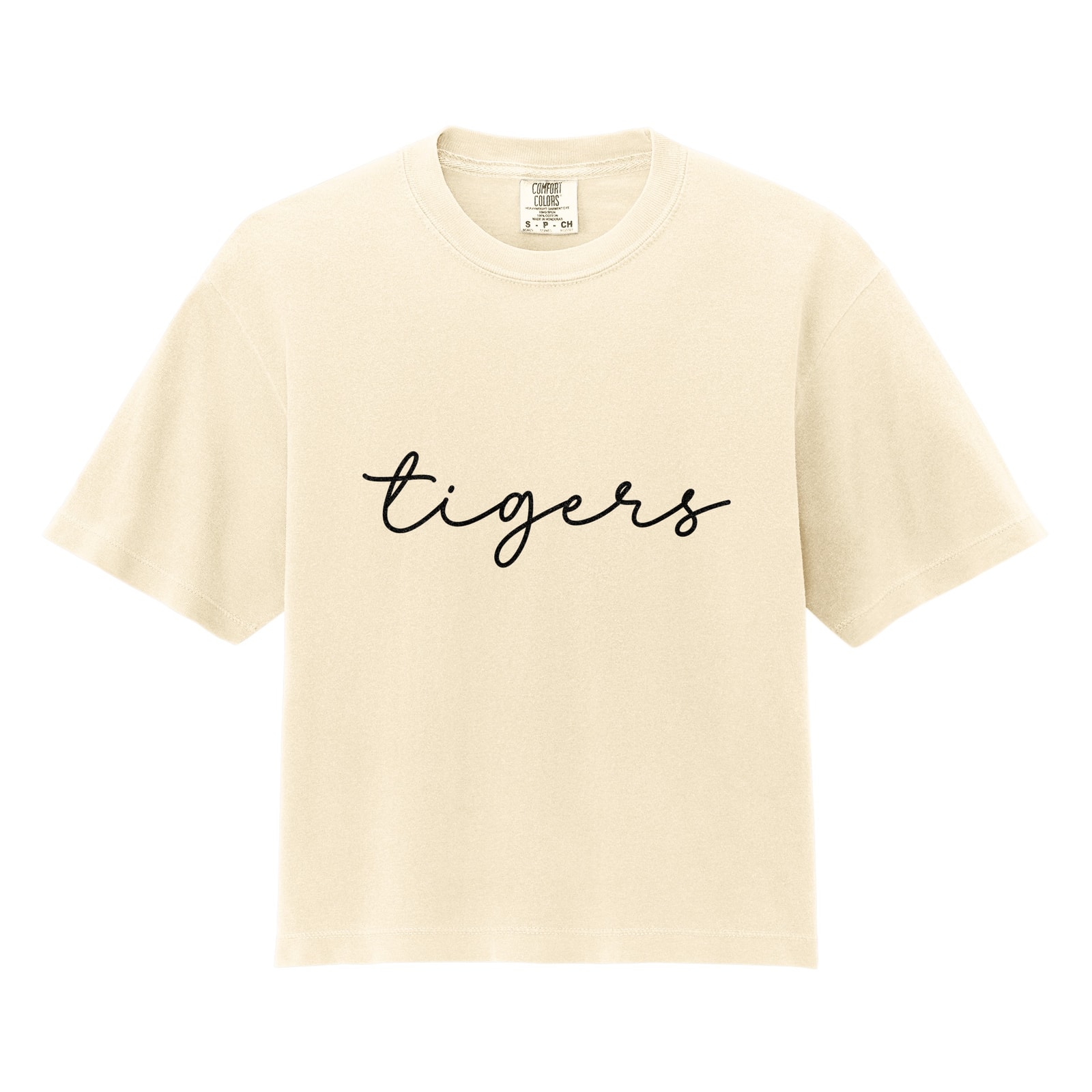 Tigers Script Puff Comfort Colors 3023CL Cropped Tee