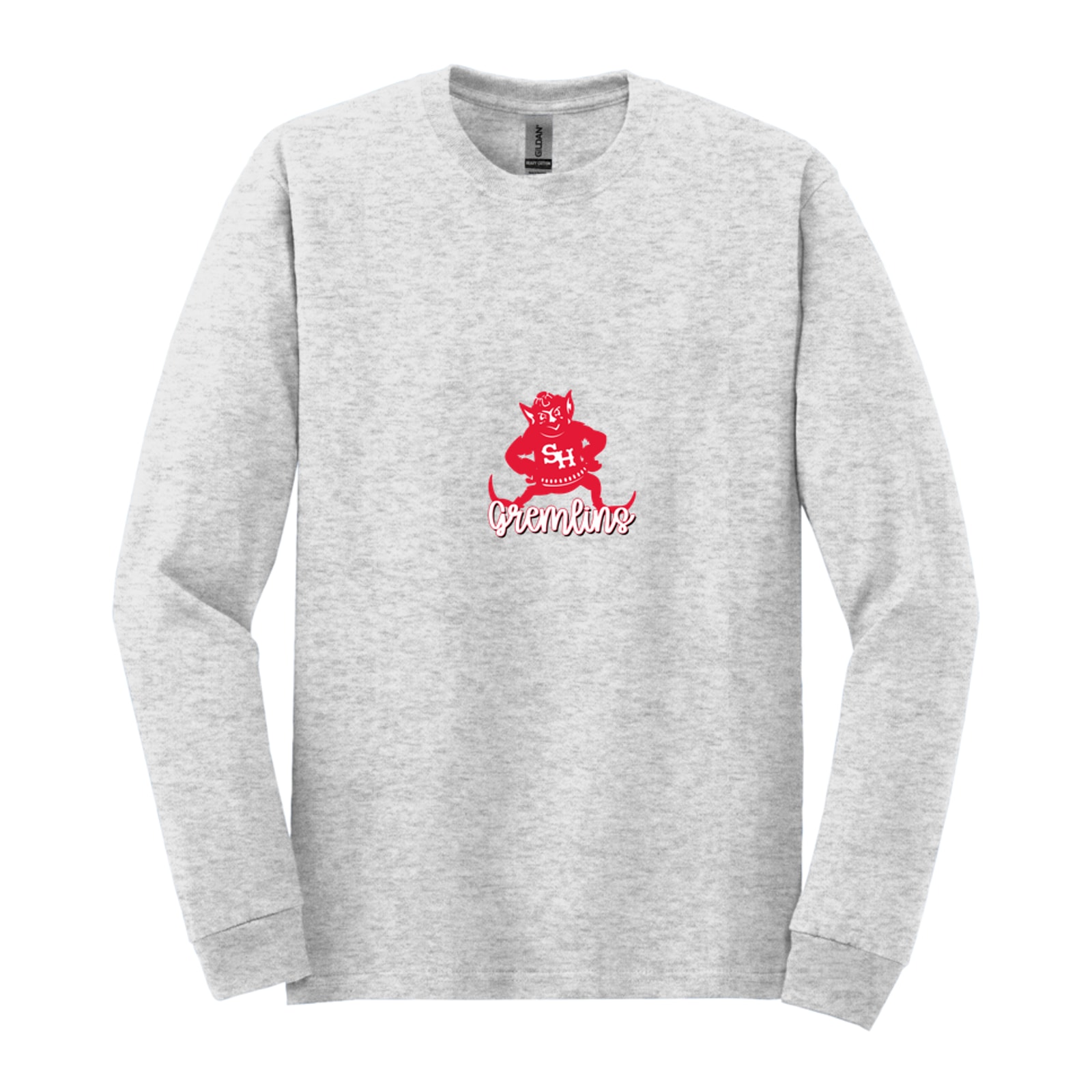 sacred-heart Sacred heart gremlins logo with script gremlins Gildan - Heavy Cotton 100% Cotton Long Sleeve T-Shirt. 5400