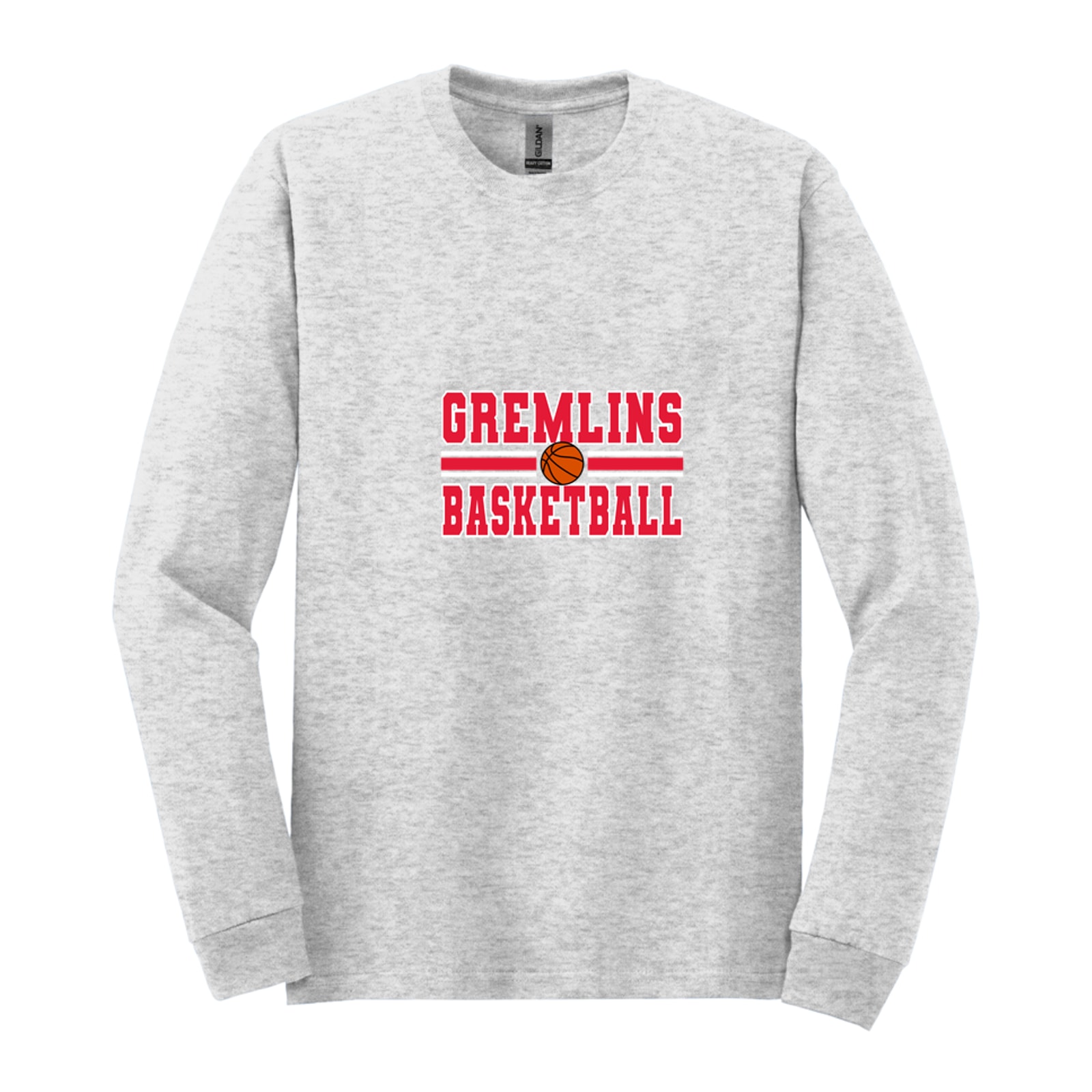 sacred-heart Gremlins basketball lines sacred heart red white basketball Gildan - Heavy Cotton 100% Cotton Long Sleeve T-Shirt. 5400