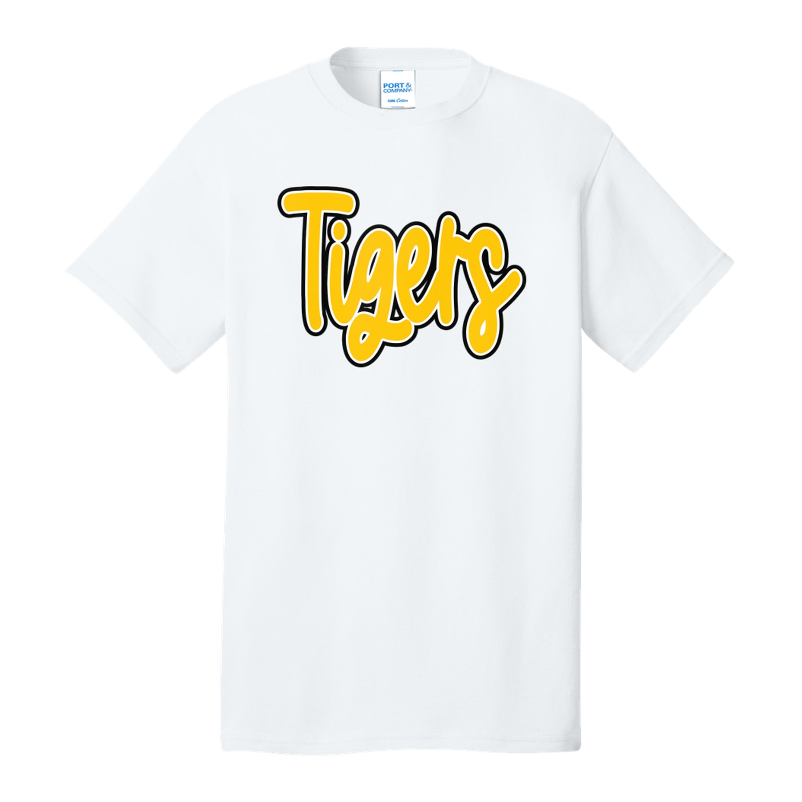 Tigers thick script gold white black Port & Company PC54