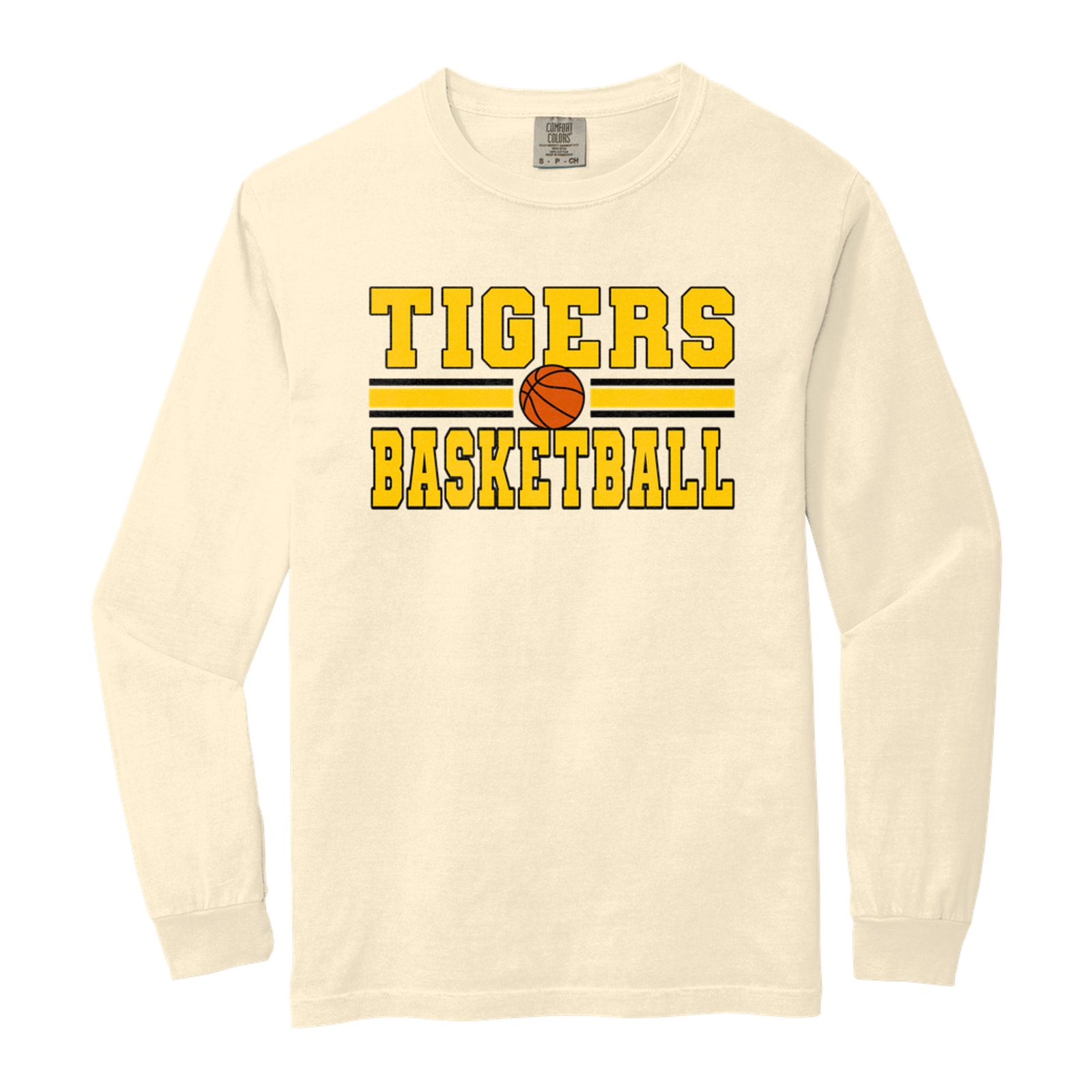 tigers basketball lines smith cotton gold black basketball.png Comfort Colors 6014 Long Sleeve