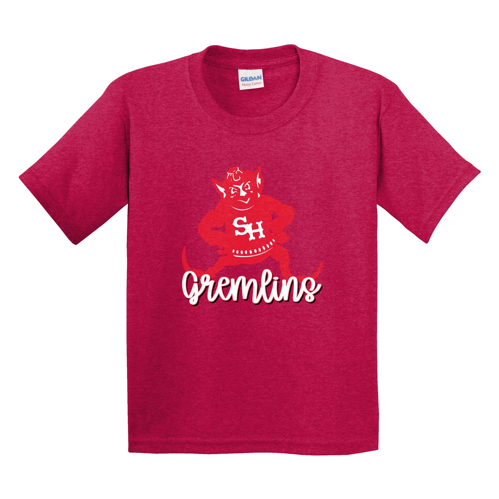 Sacred heart gremlins logo with script gremlins Gildan 5000B Youth Tee