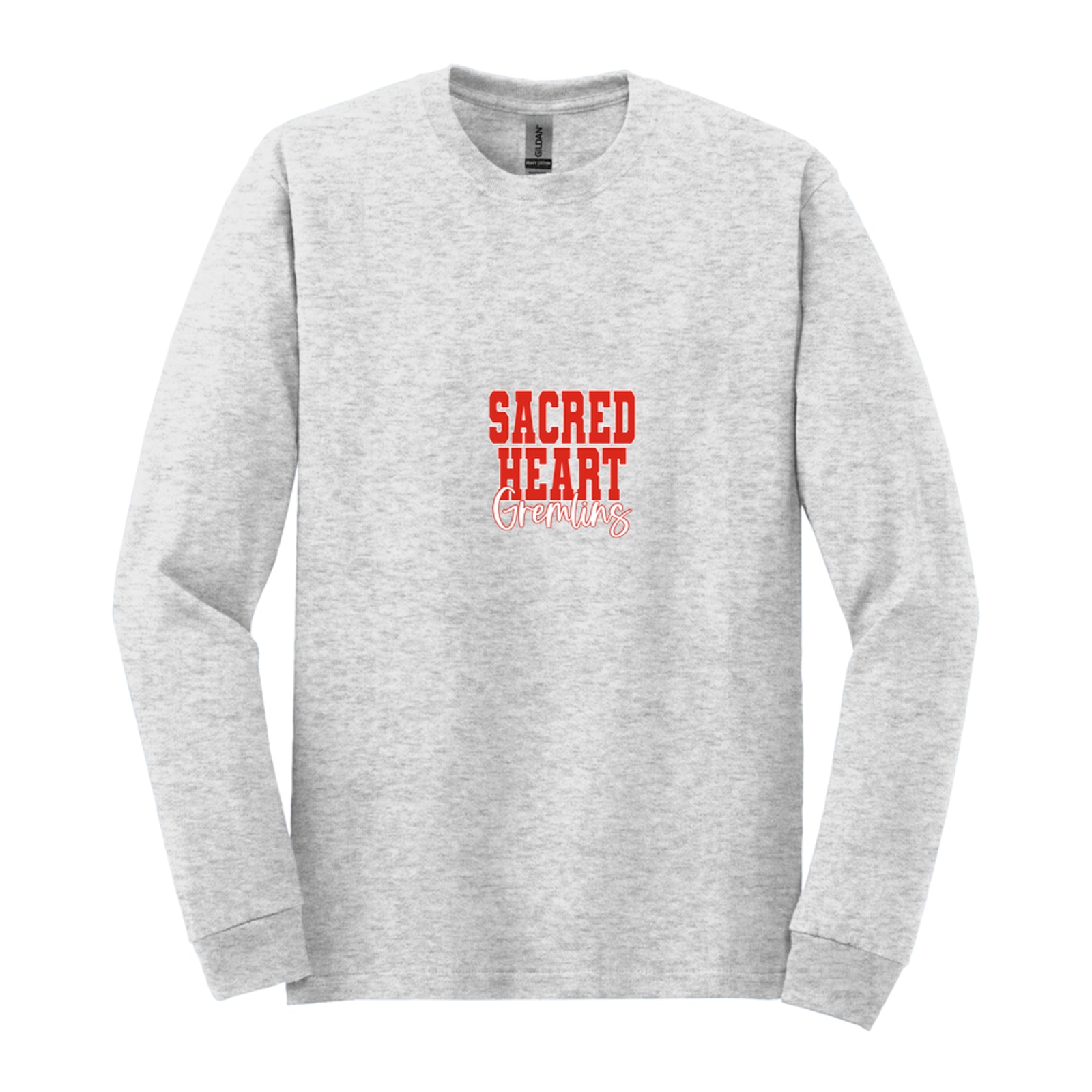 sacred-heart Sacred heart gremlins red white duo block script Gildan - Heavy Cotton 100% Cotton Long Sleeve T-Shirt. 5400