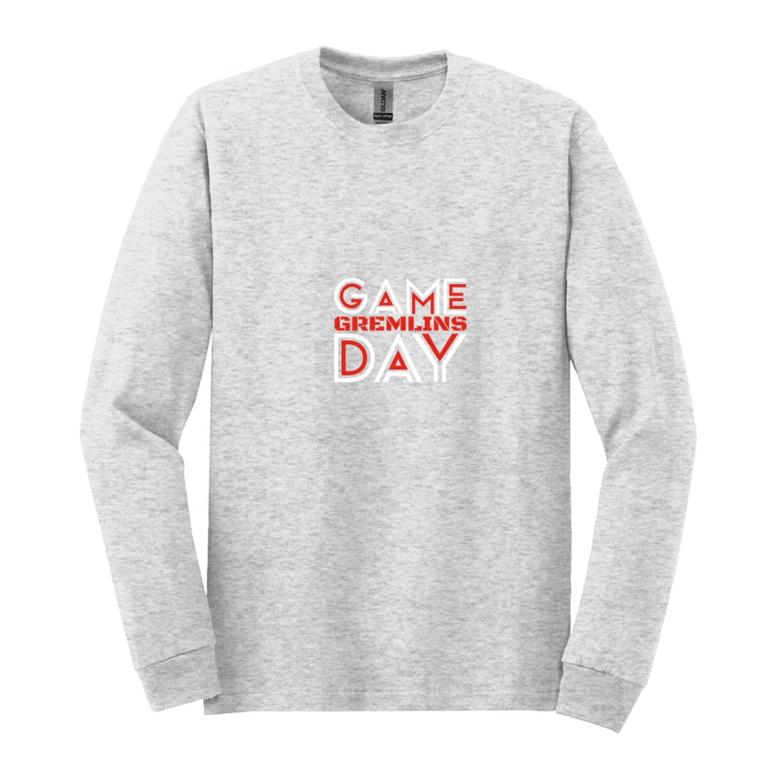 sacred-heart Game Day Gremlins Red White Gildan - Heavy Cotton 100% Cotton Long Sleeve T-Shirt. 5400
