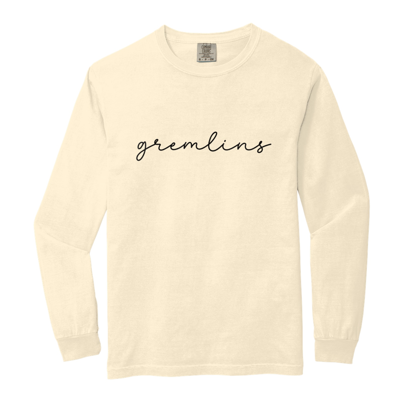 Gremlins script puff Comfort Colors 6014 Long Sleeve