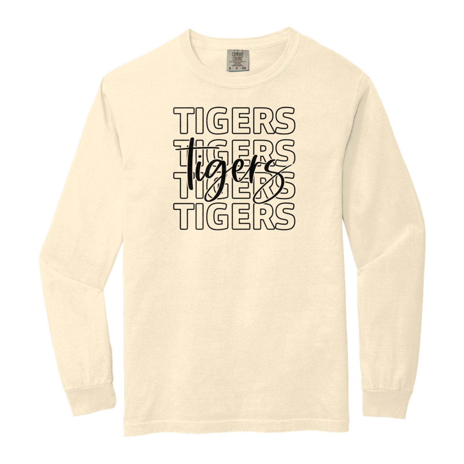 Tigers repeat with script Comfort Colors 6014 Long Sleeve