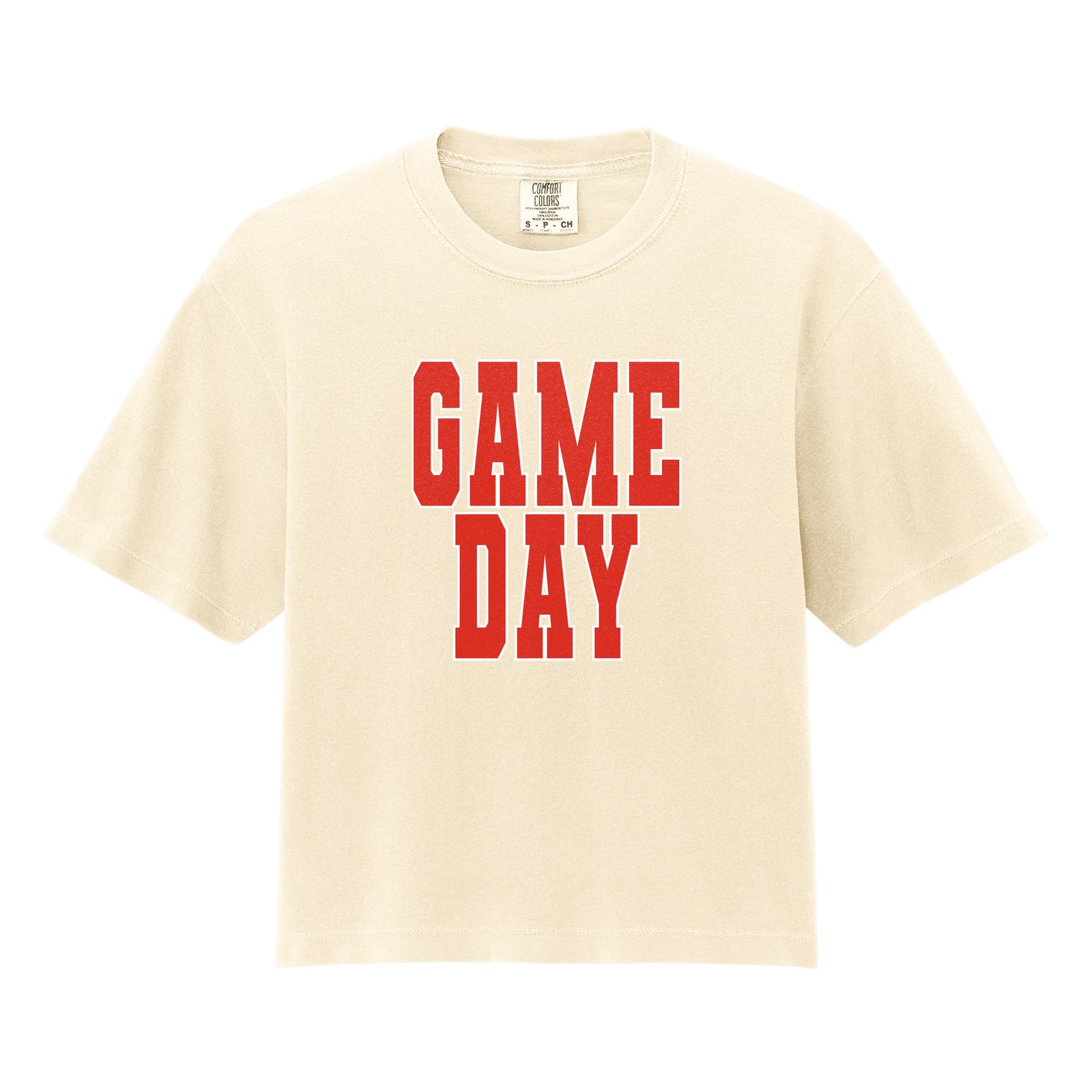 Game Day Sacred Heart Red White Comfort Colors 3023CL Cropped Tee