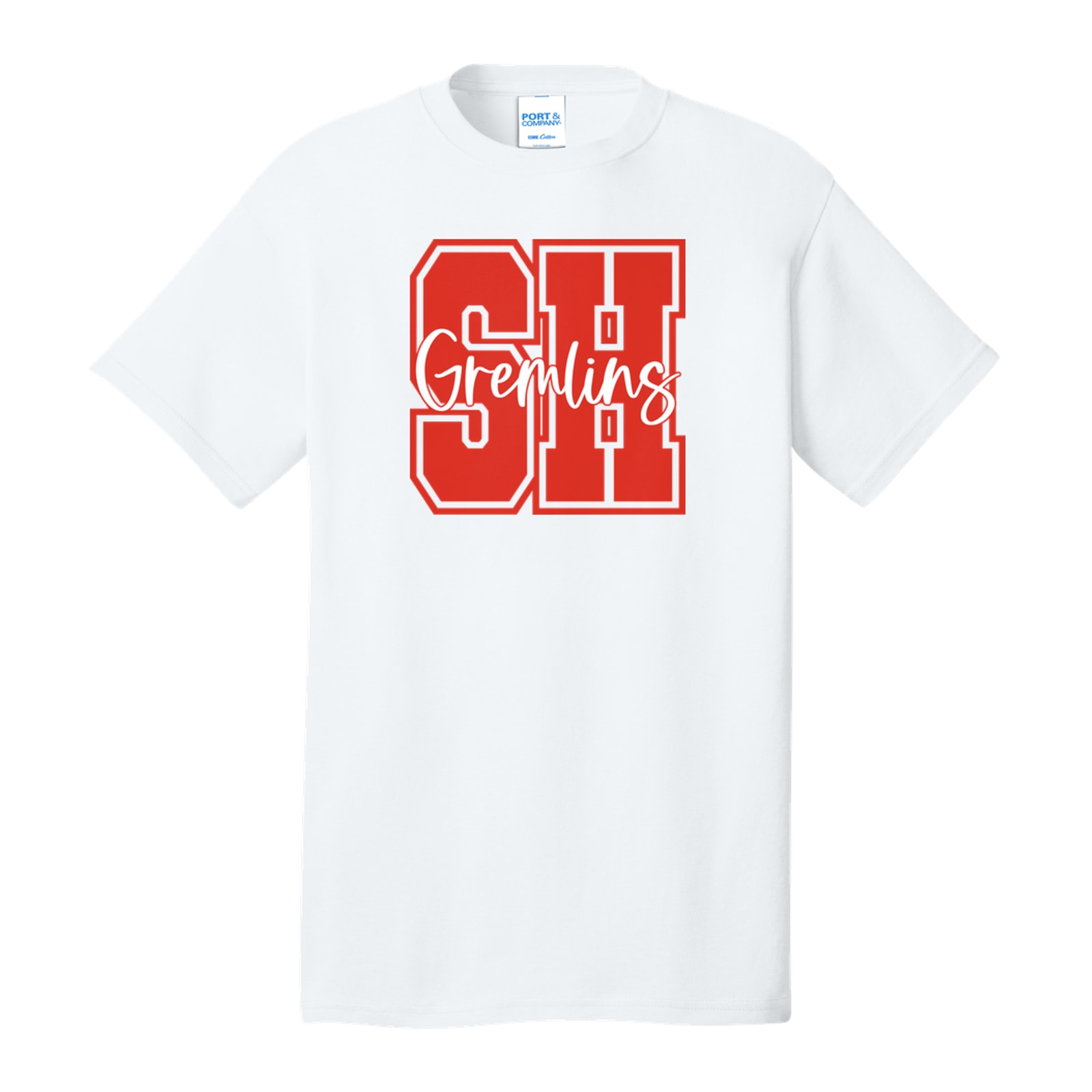 SH Gremlins red white square block Port & Company PC54