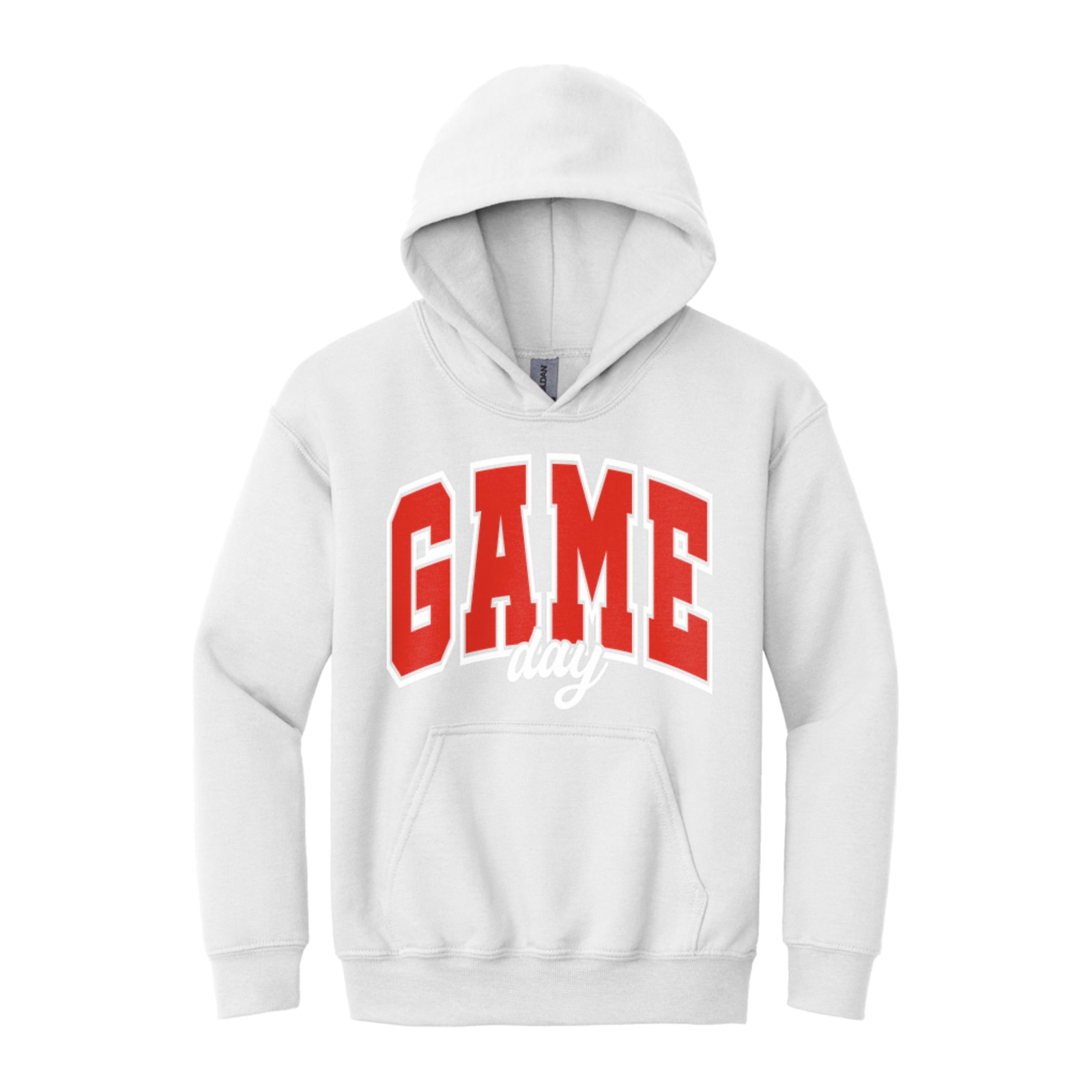 sacred-heart Game Day Arch Sacred Heart Red White Gildan - Youth Heavy Blend Hooded Sweatshirt. 18500B