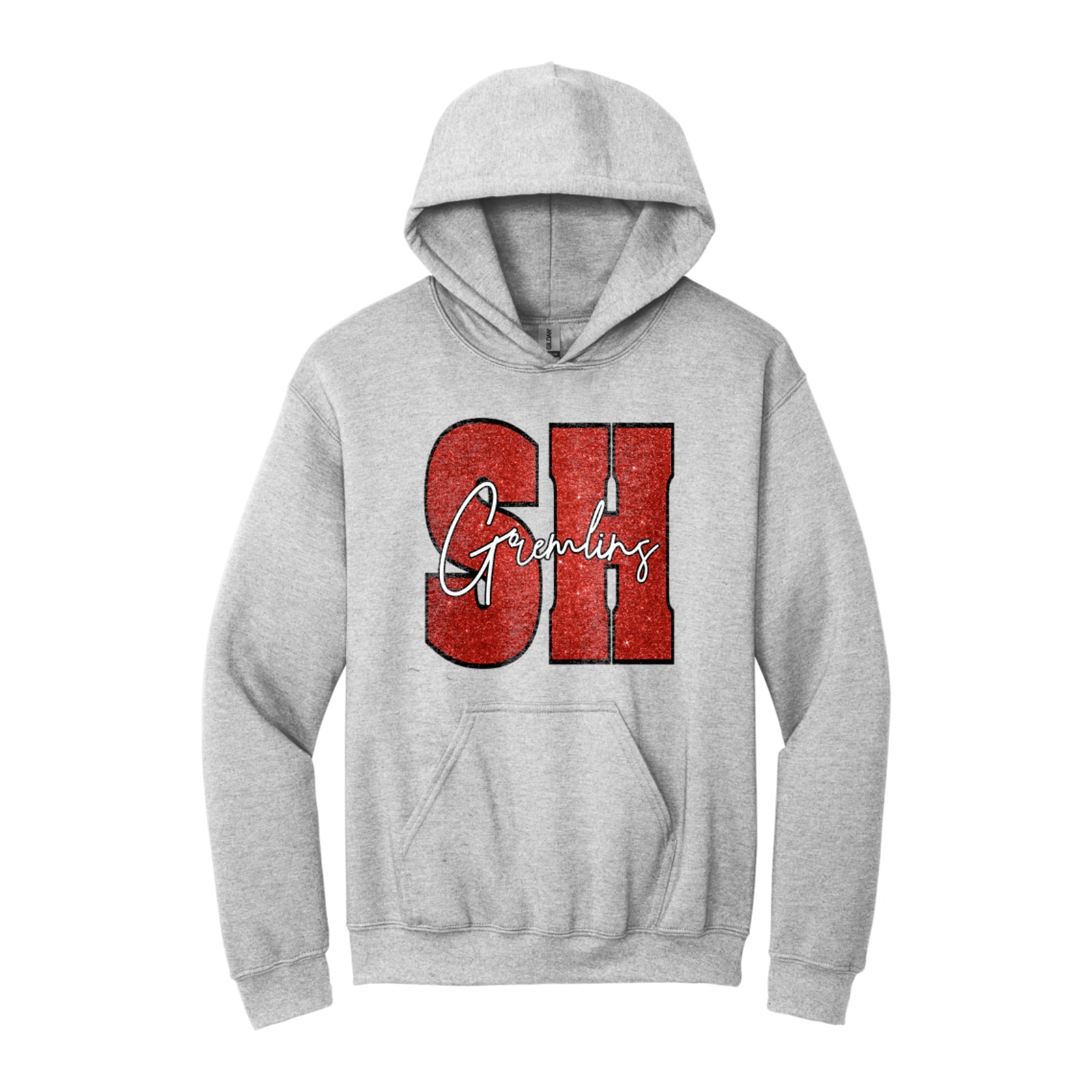 sacred-heart SH gremlins red glitter white script Gildan - Heavy Blend Hooded Sweatshirt. 18500