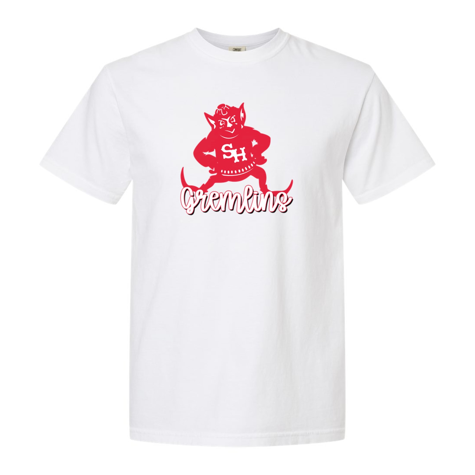 Sacred heart gremlins logo with script gremlins Comfort Colors 1717