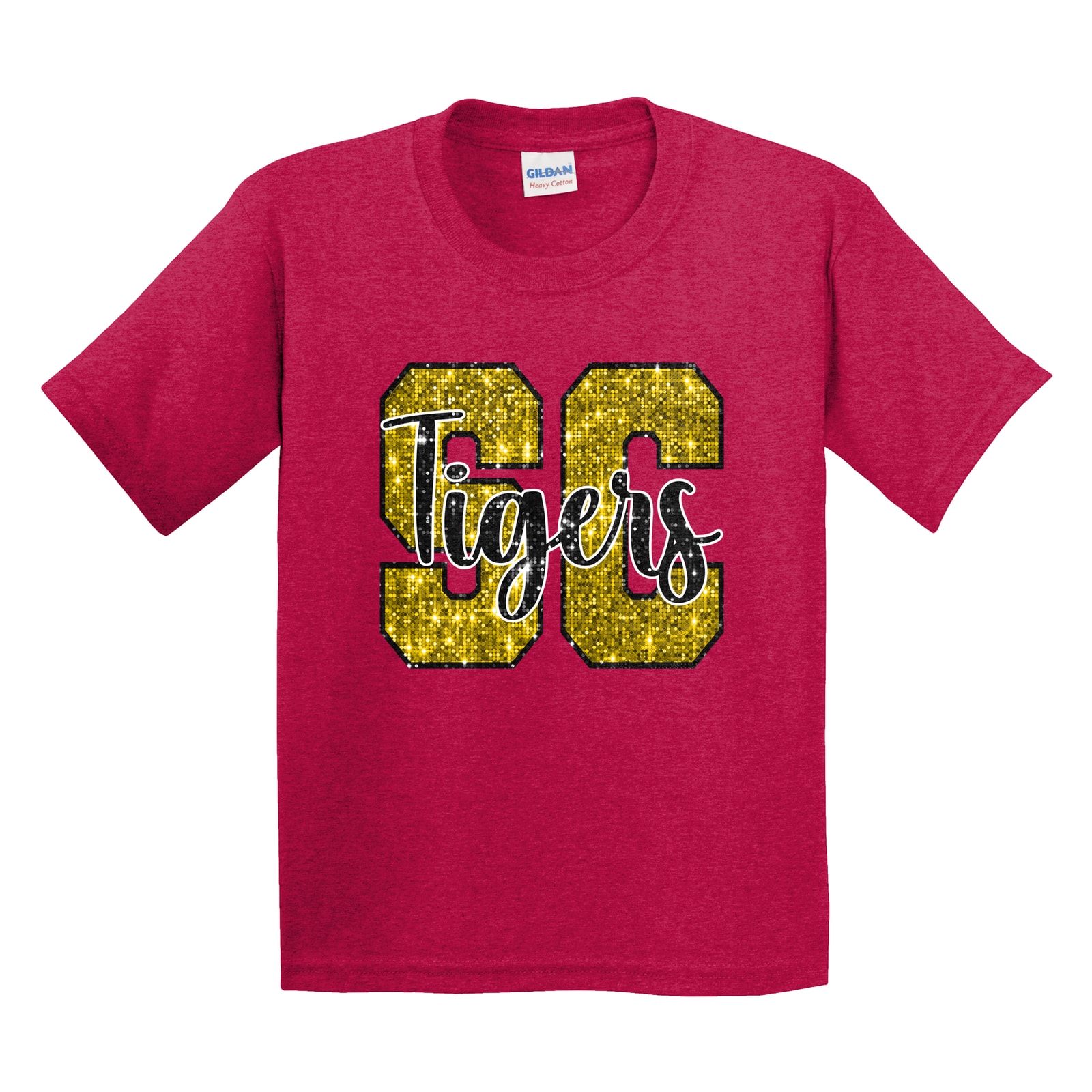 SC tigers sequin gold black Gildan 5000B Youth Tee