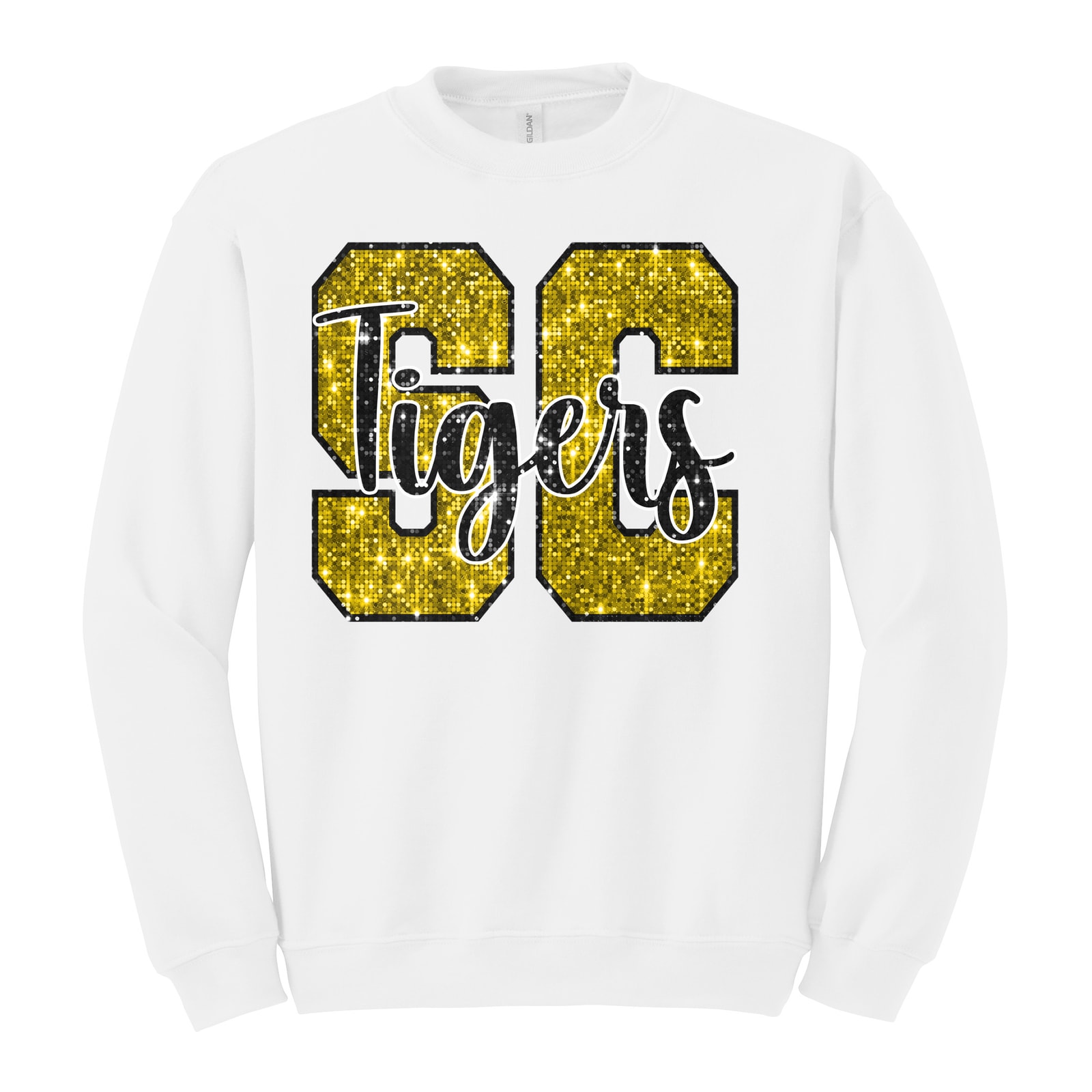 smith-cotton SC tigers sequin gold black Gildan Heavy Blend Crewneck Sweatshirt. 18000