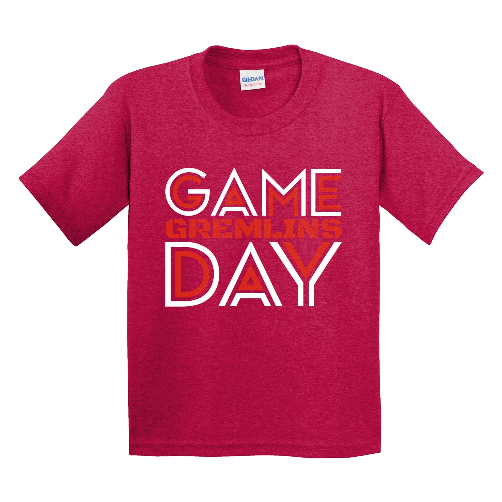 Game Day Gremlins Red White Gildan 5000B Youth Tee