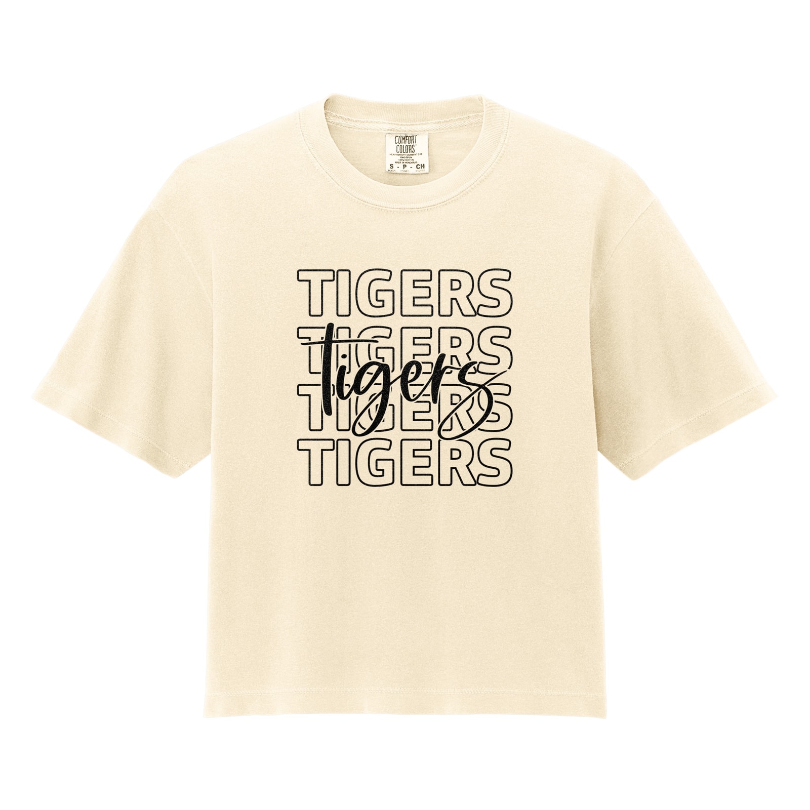 Tigers repeat with script Comfort Colors 3023CL Cropped Tee