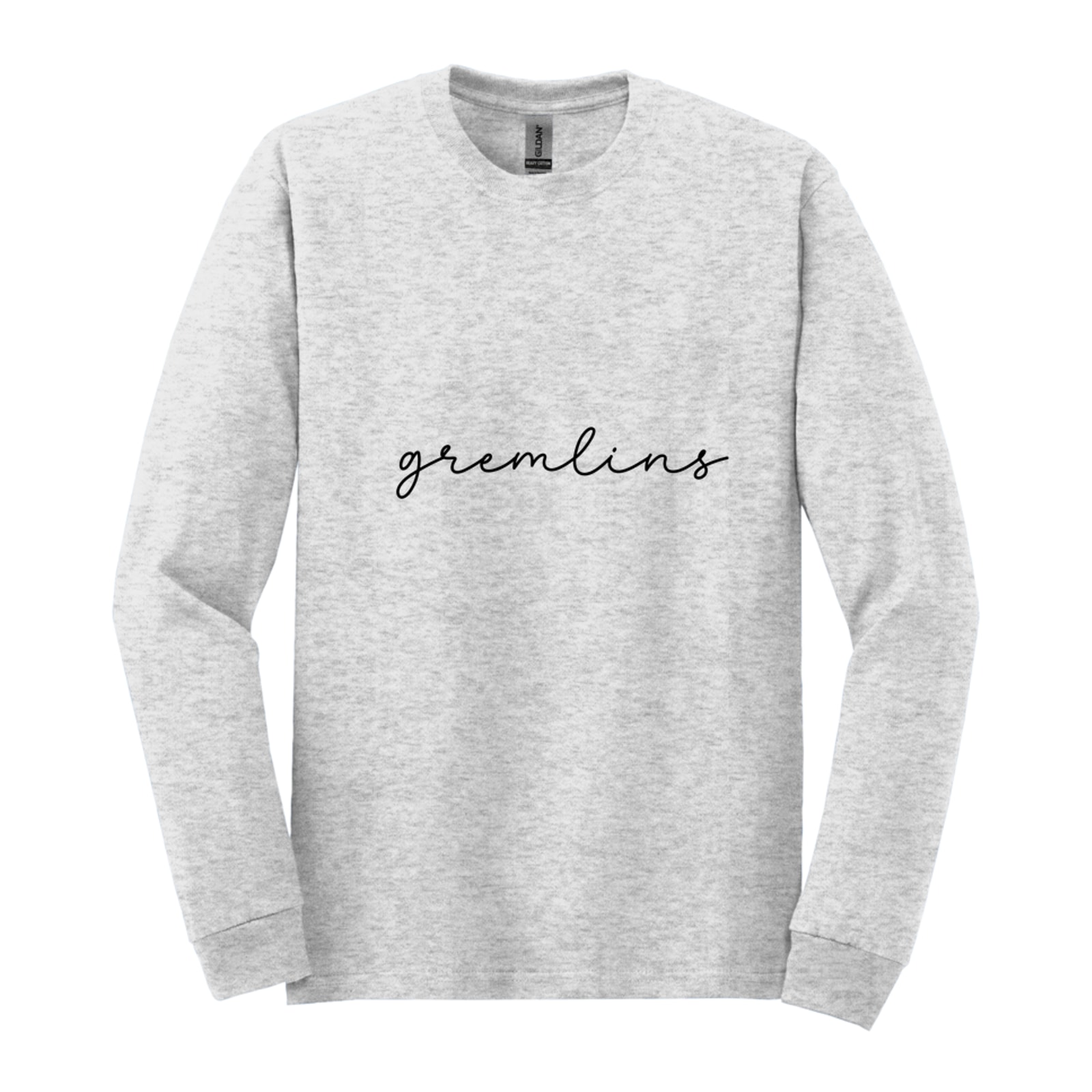 sacred-heart Gremlins script puff Gildan - Heavy Cotton 100% Cotton Long Sleeve T-Shirt. 5400