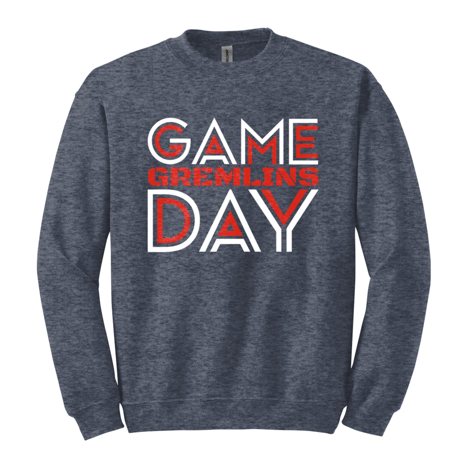 Game Day Gremlins Red White Gildan 18000 Fleece